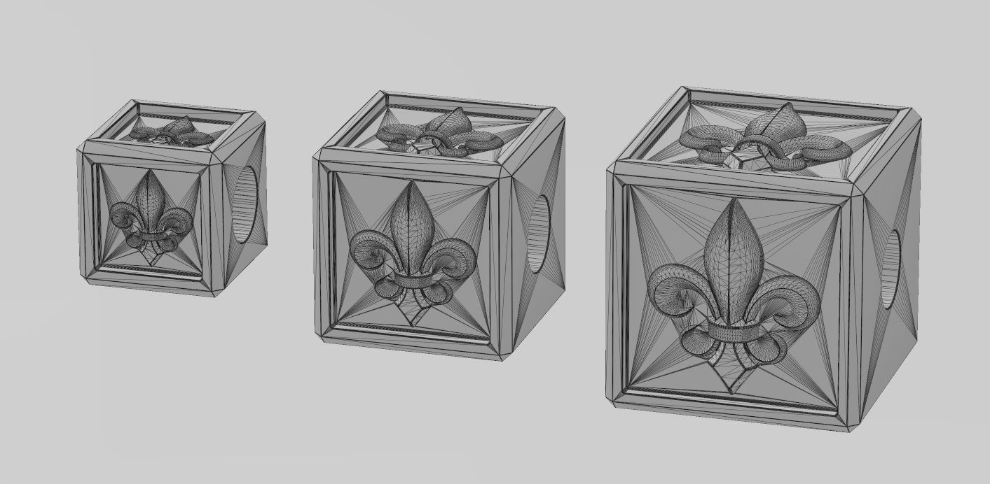 Heraldic lily cube charm and pendant 3D print model_13