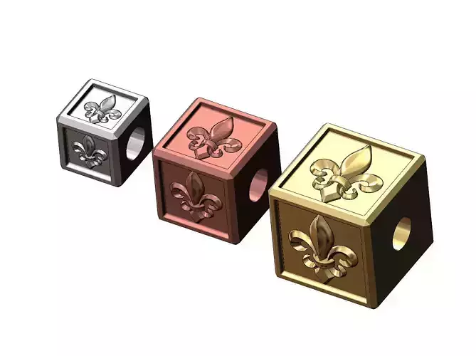 Heraldic lily cube charm and pendant 3D print model