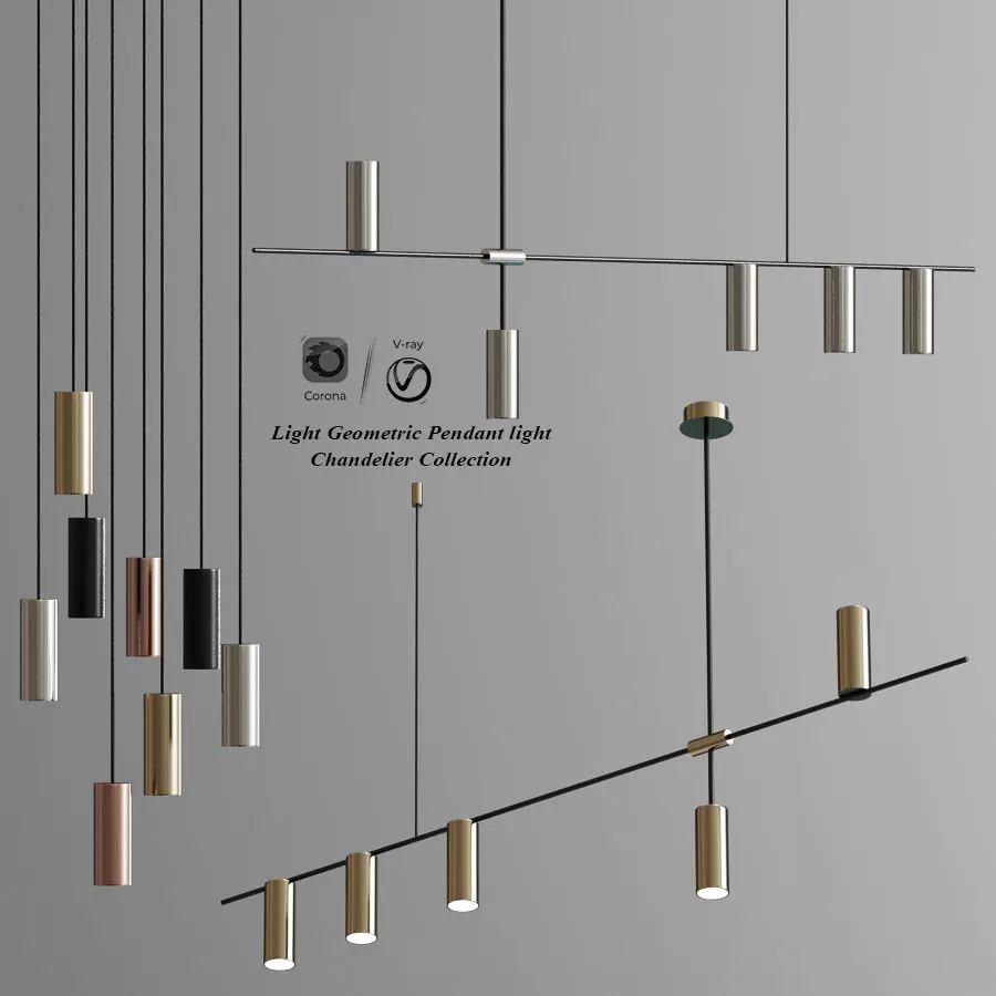 Light Geometric Pendant light Chandelier Collection 3D model_0