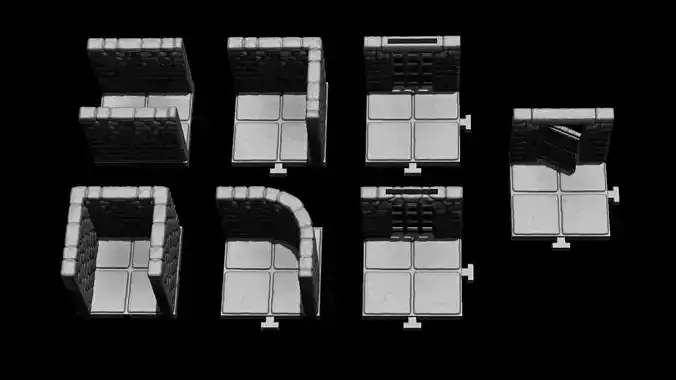 Modular Dungeon Tiles Medieval 3D print model