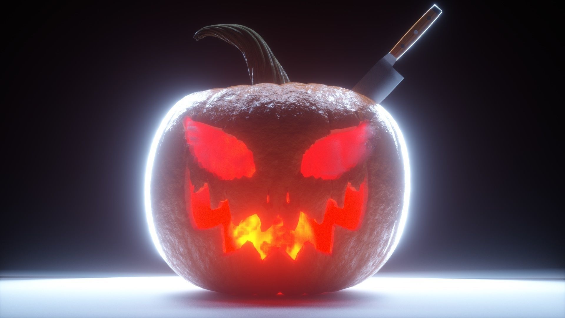 Halloween Pumpkin with knife 3D model_6