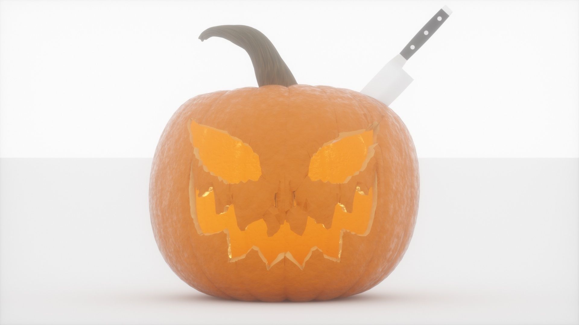 Halloween Pumpkin with knife 3D model_3