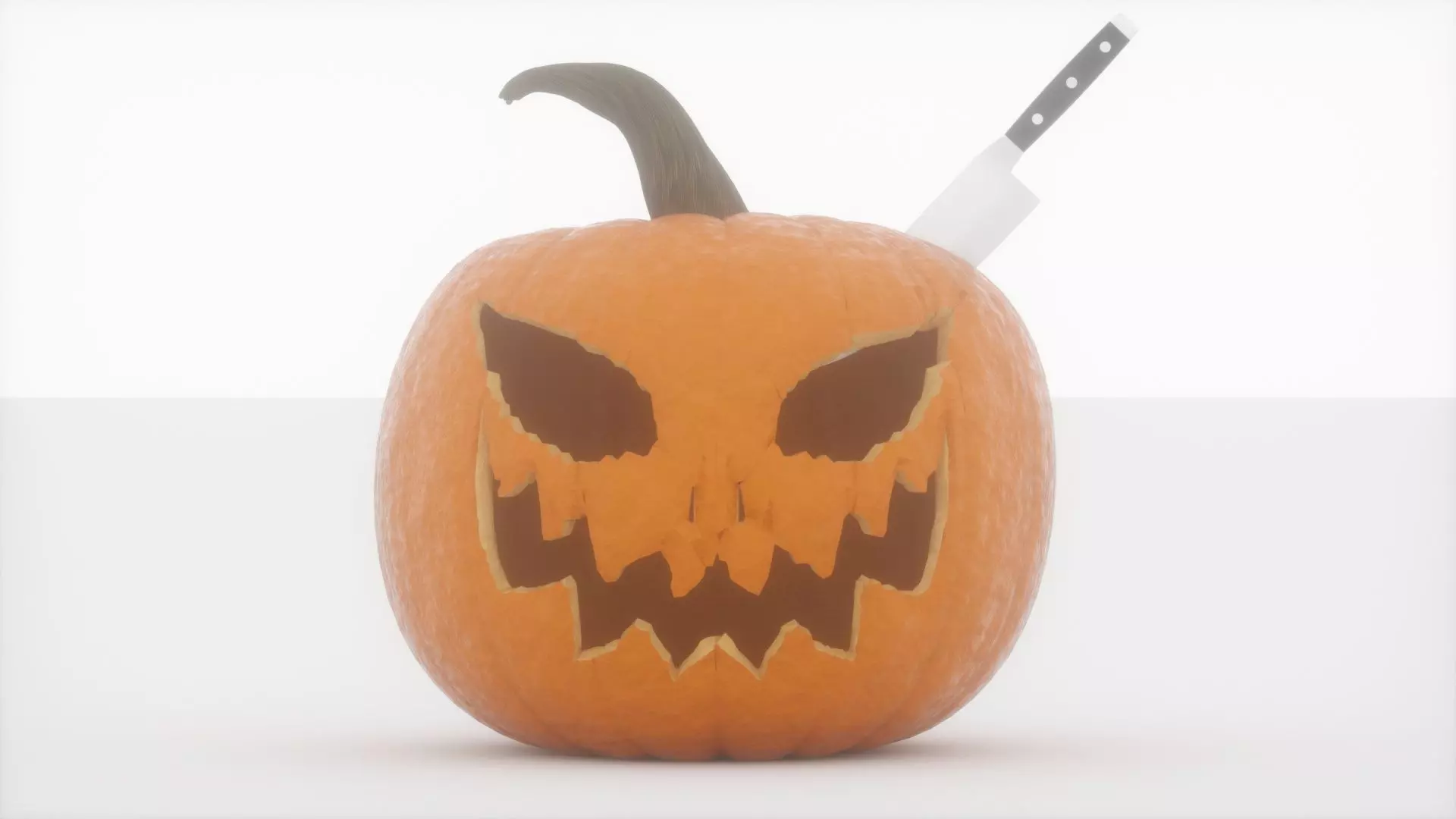 Halloween Pumpkin with knife 3D model_0