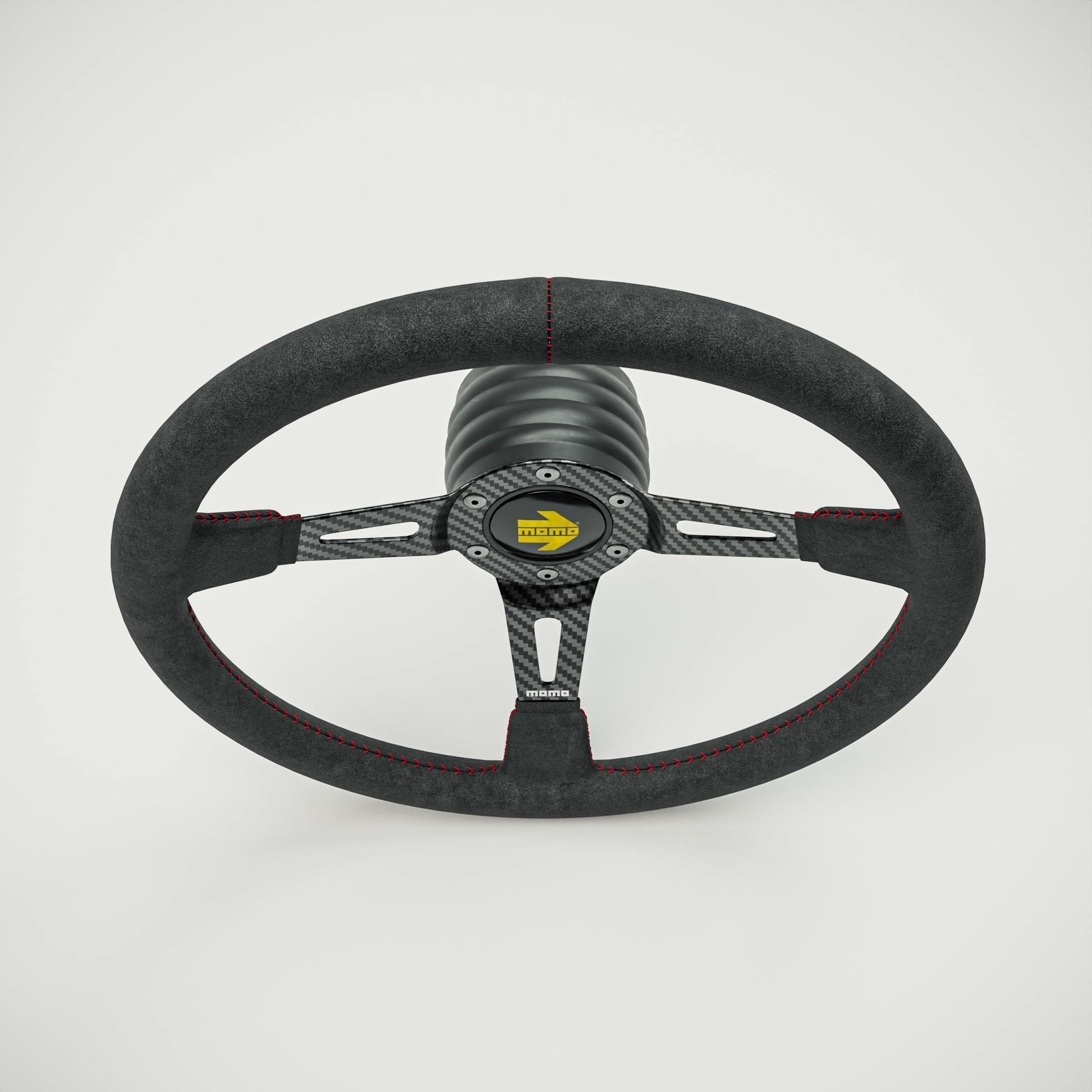 MOMO Style Racing Steering Wheel in 4 colour variants 3D model_11