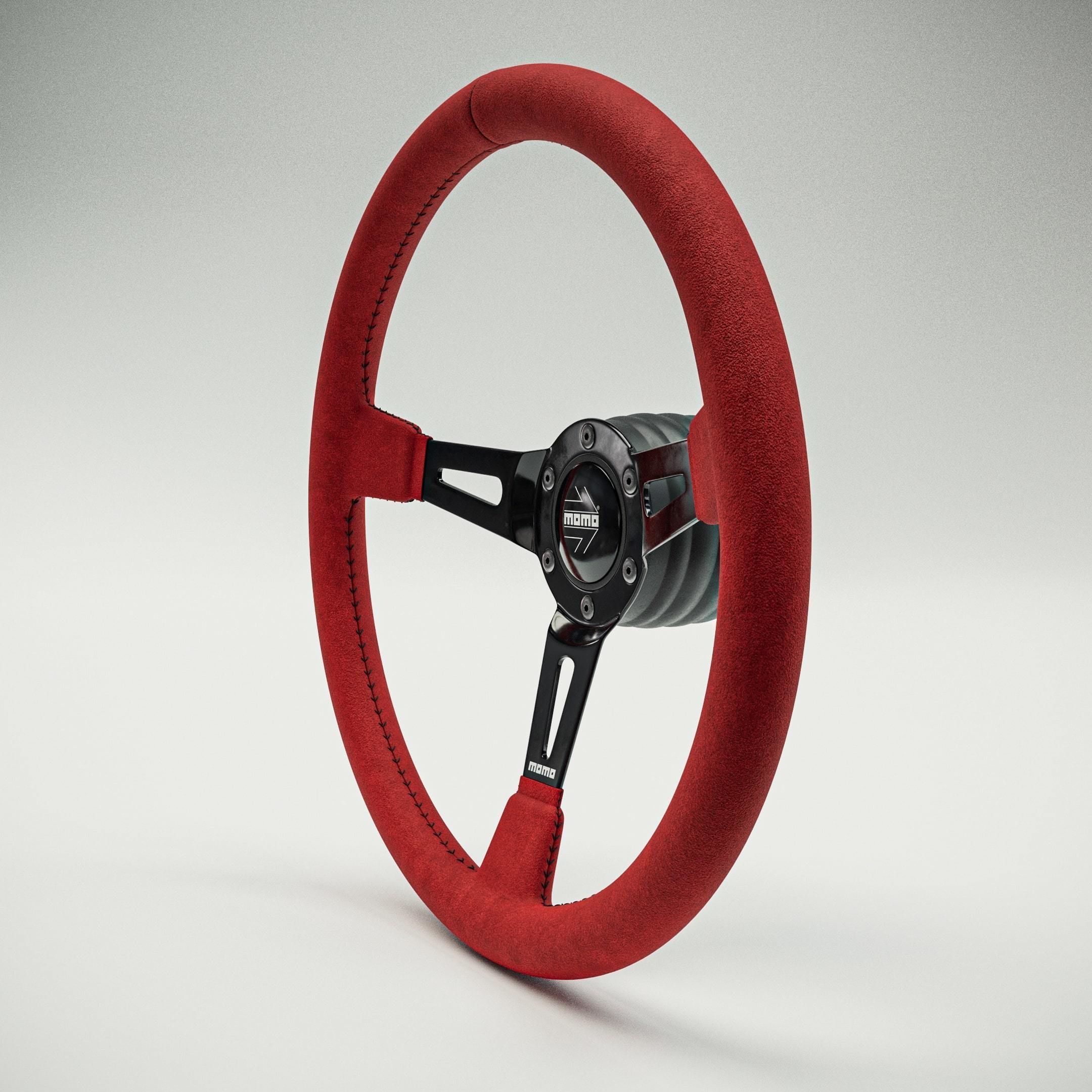 MOMO Style Racing Steering Wheel in 4 colour variants 3D model_9