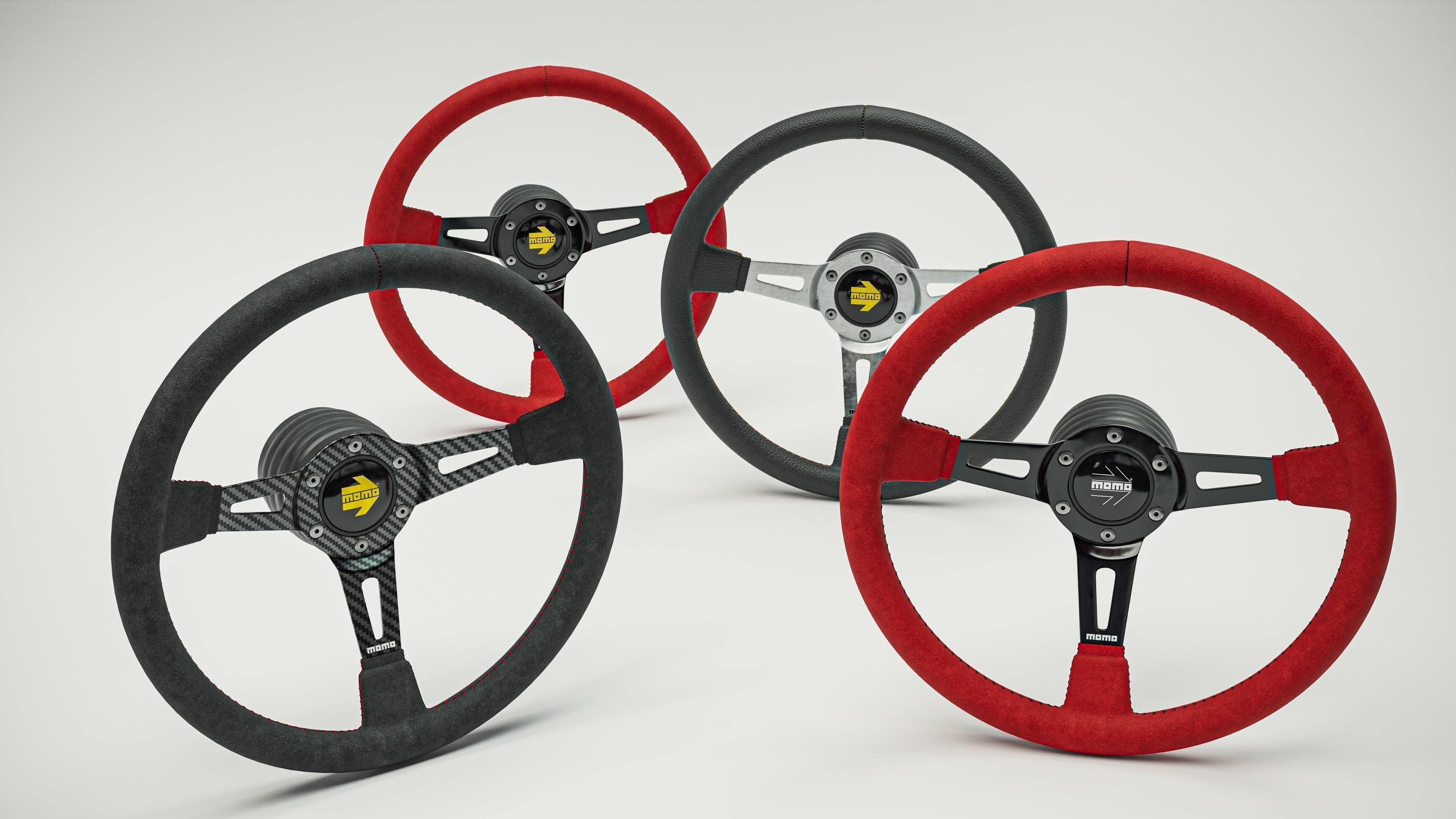 MOMO Style Racing Steering Wheel in 4 colour variants 3D model_14