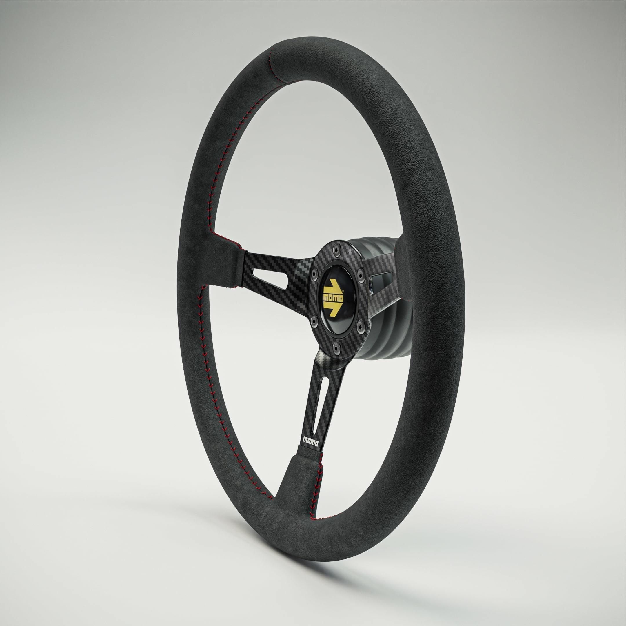 MOMO Style Racing Steering Wheel in 4 colour variants 3D model_7