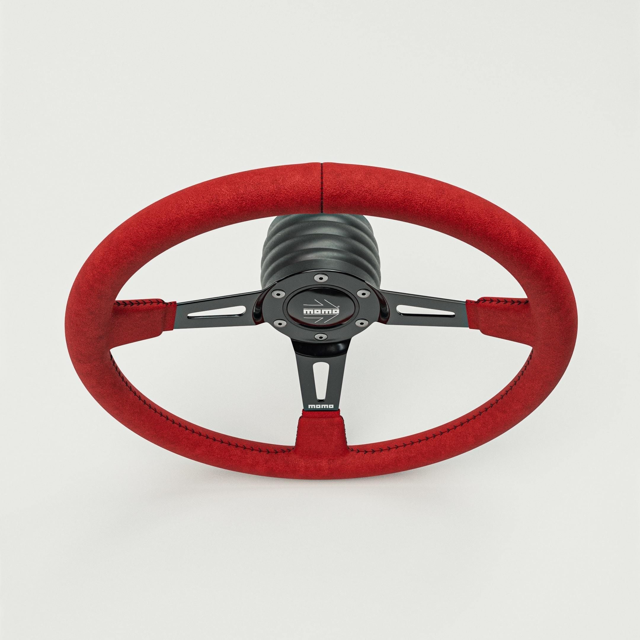 MOMO Style Racing Steering Wheel in 4 colour variants 3D model_13