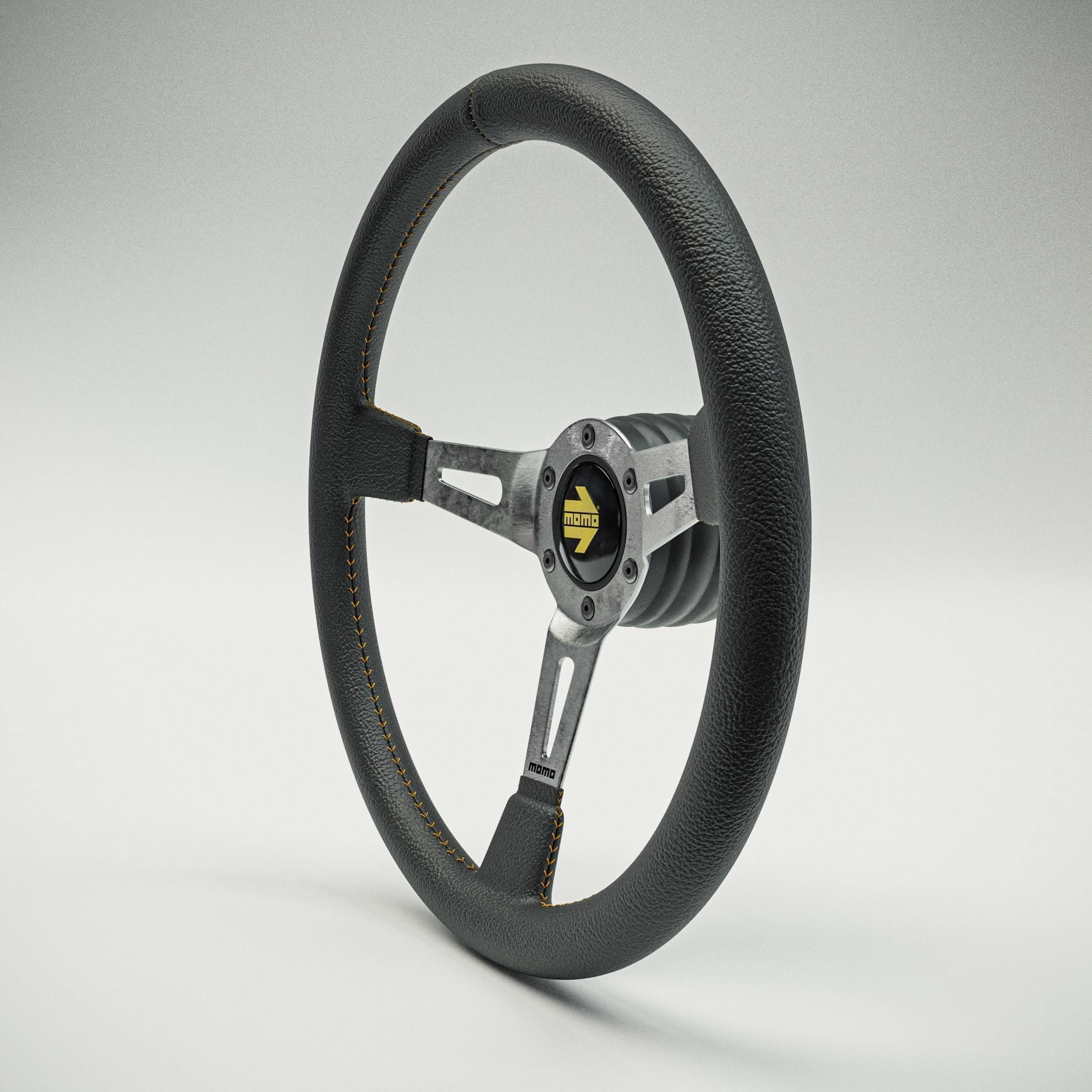 MOMO Style Racing Steering Wheel in 4 colour variants 3D model_6