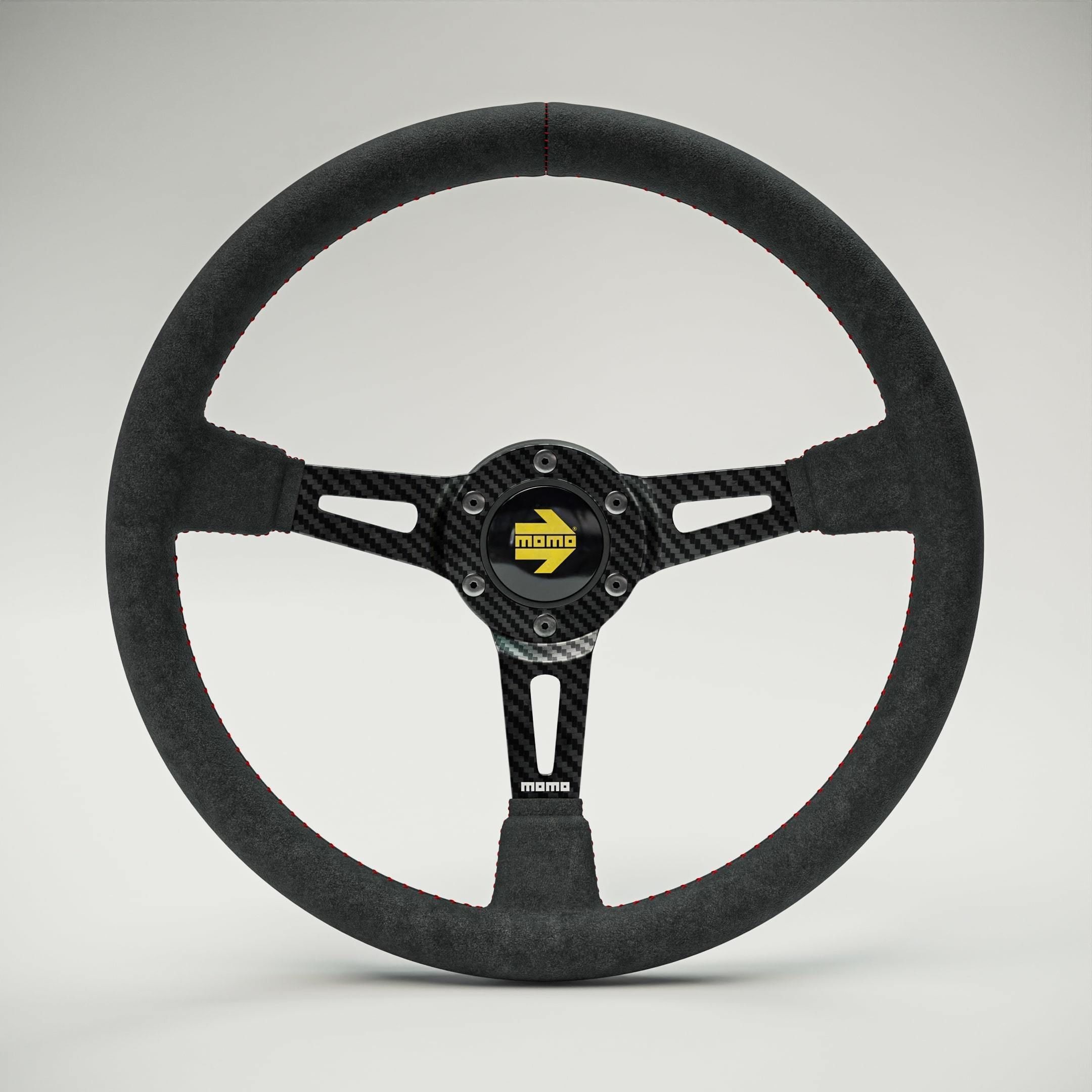 MOMO Style Racing Steering Wheel in 4 colour variants 3D model_3
