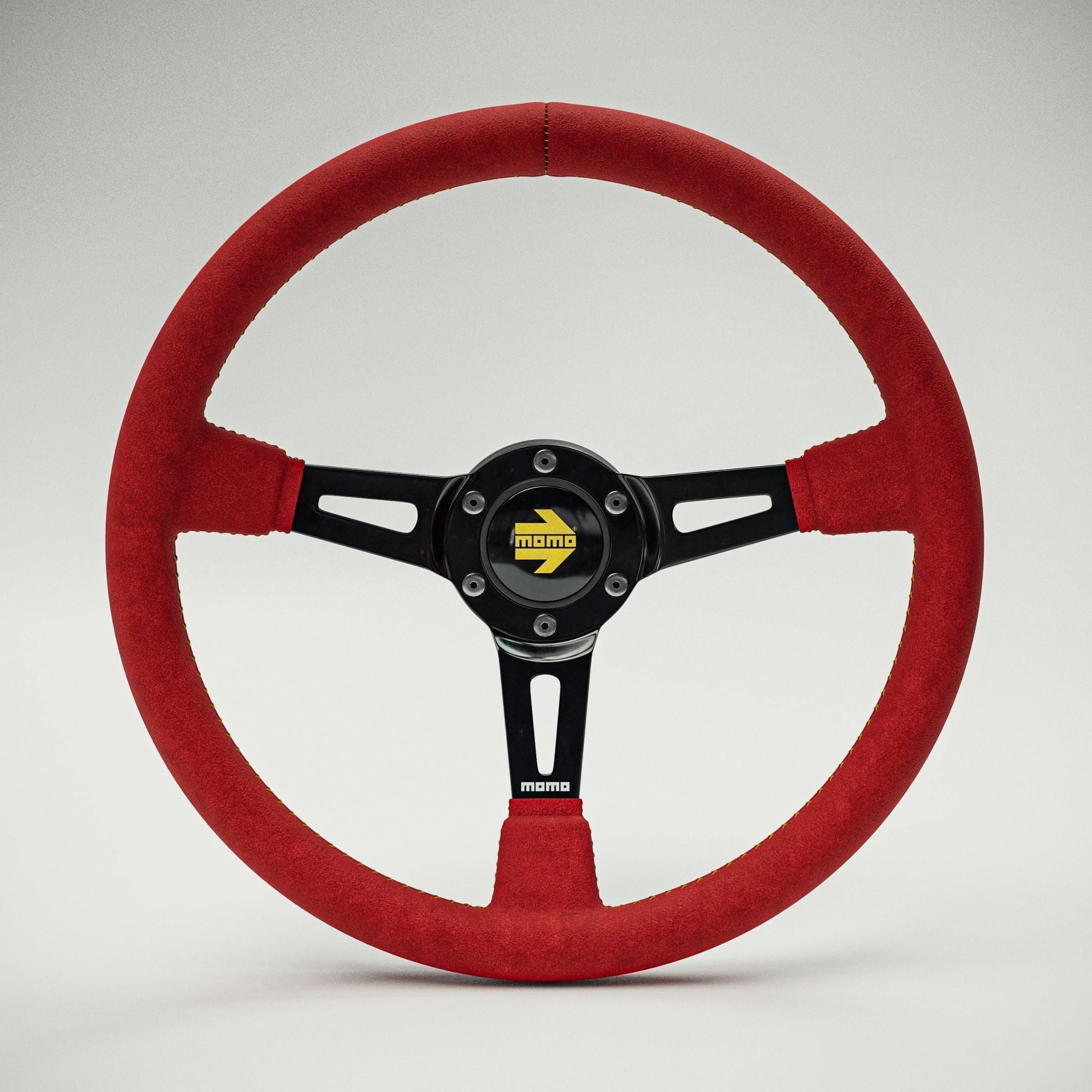 MOMO Style Racing Steering Wheel in 4 colour variants 3D model_4