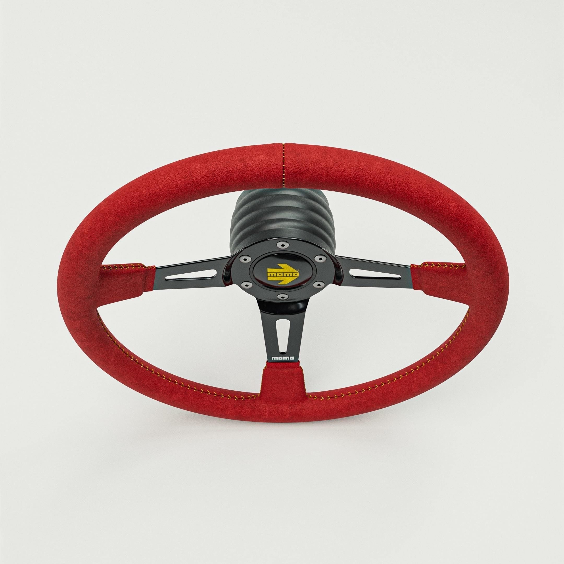 MOMO Style Racing Steering Wheel in 4 colour variants 3D model_12