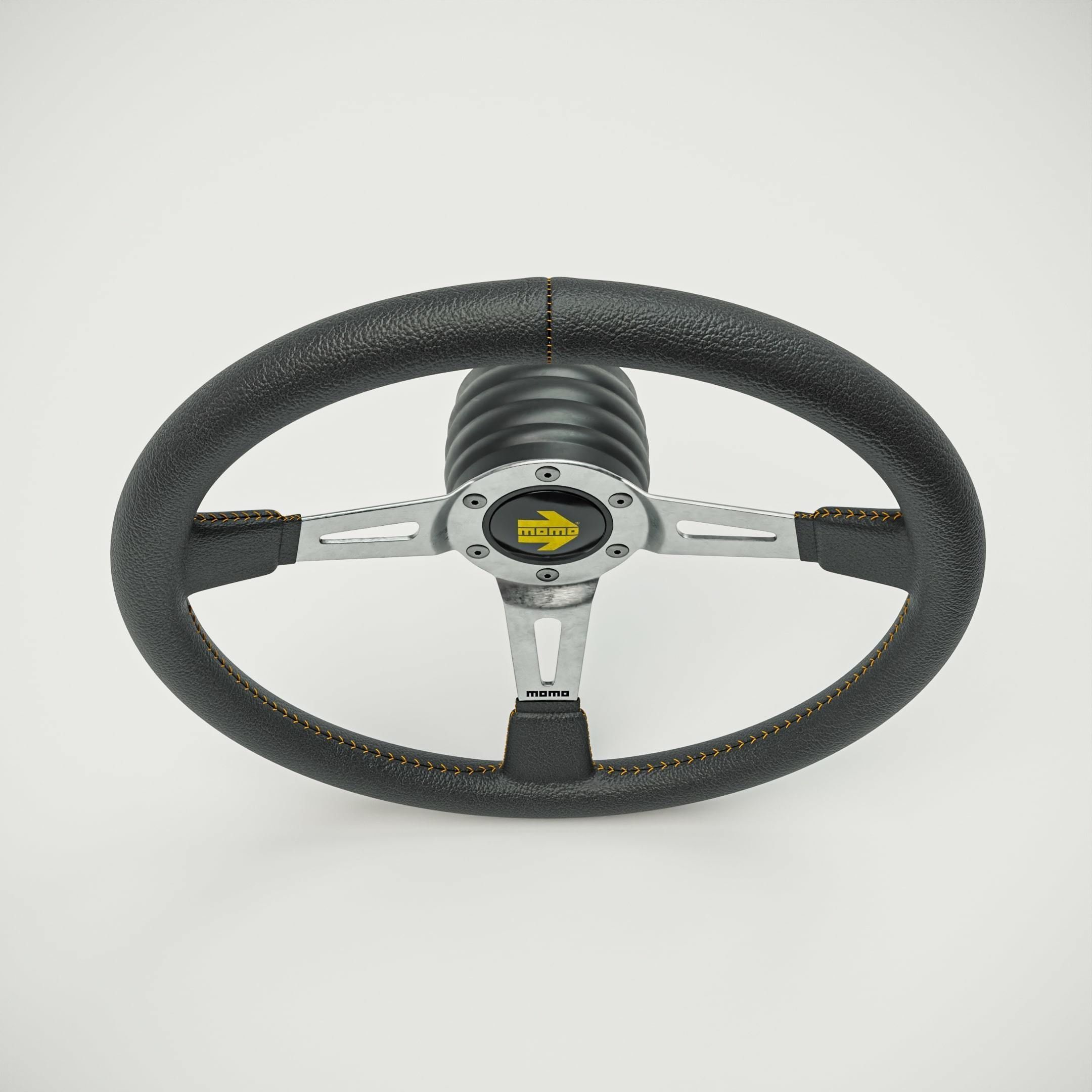 MOMO Style Racing Steering Wheel in 4 colour variants 3D model_10