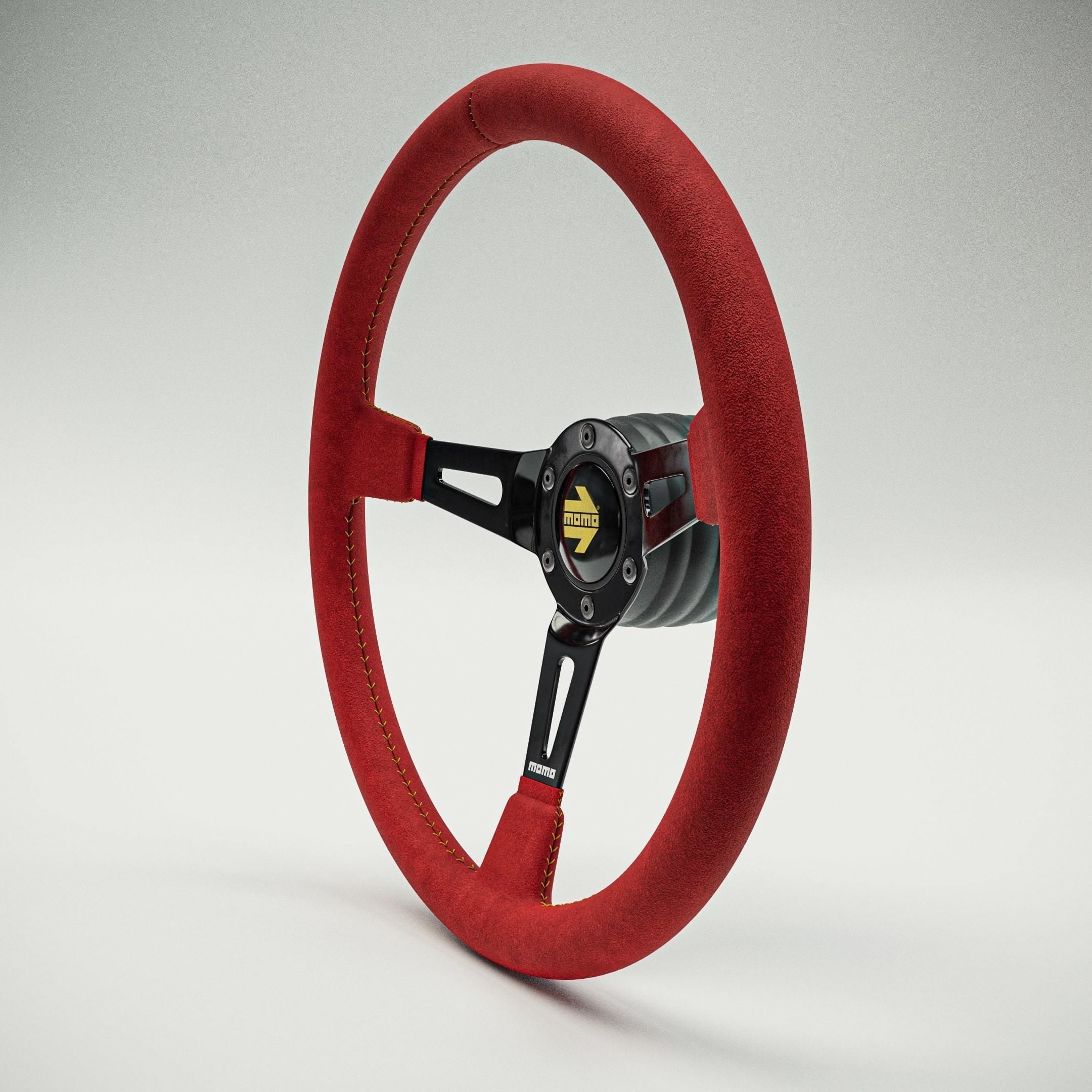 MOMO Style Racing Steering Wheel in 4 colour variants 3D model_8