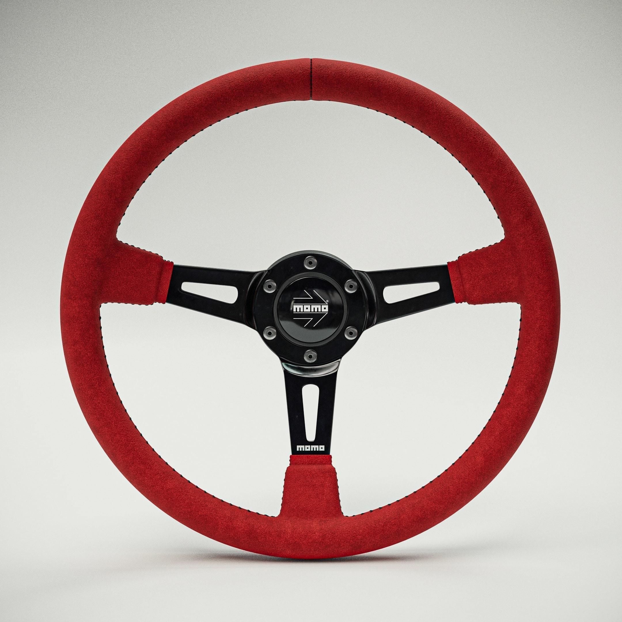 MOMO Style Racing Steering Wheel in 4 colour variants 3D model_5