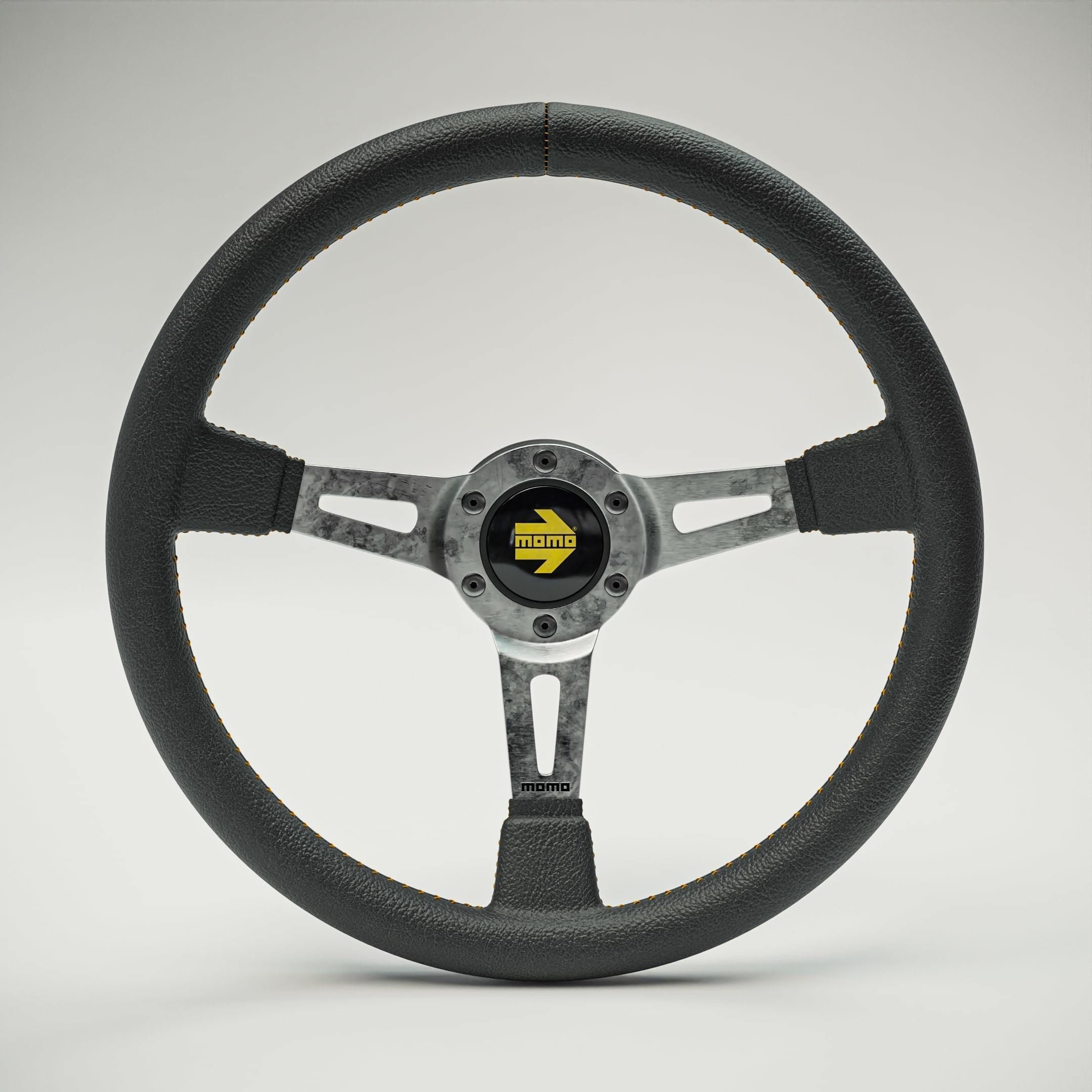 MOMO Style Racing Steering Wheel in 4 colour variants 3D model_2