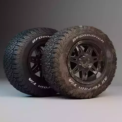 Off Road Tire with Dirt Textures 3D model