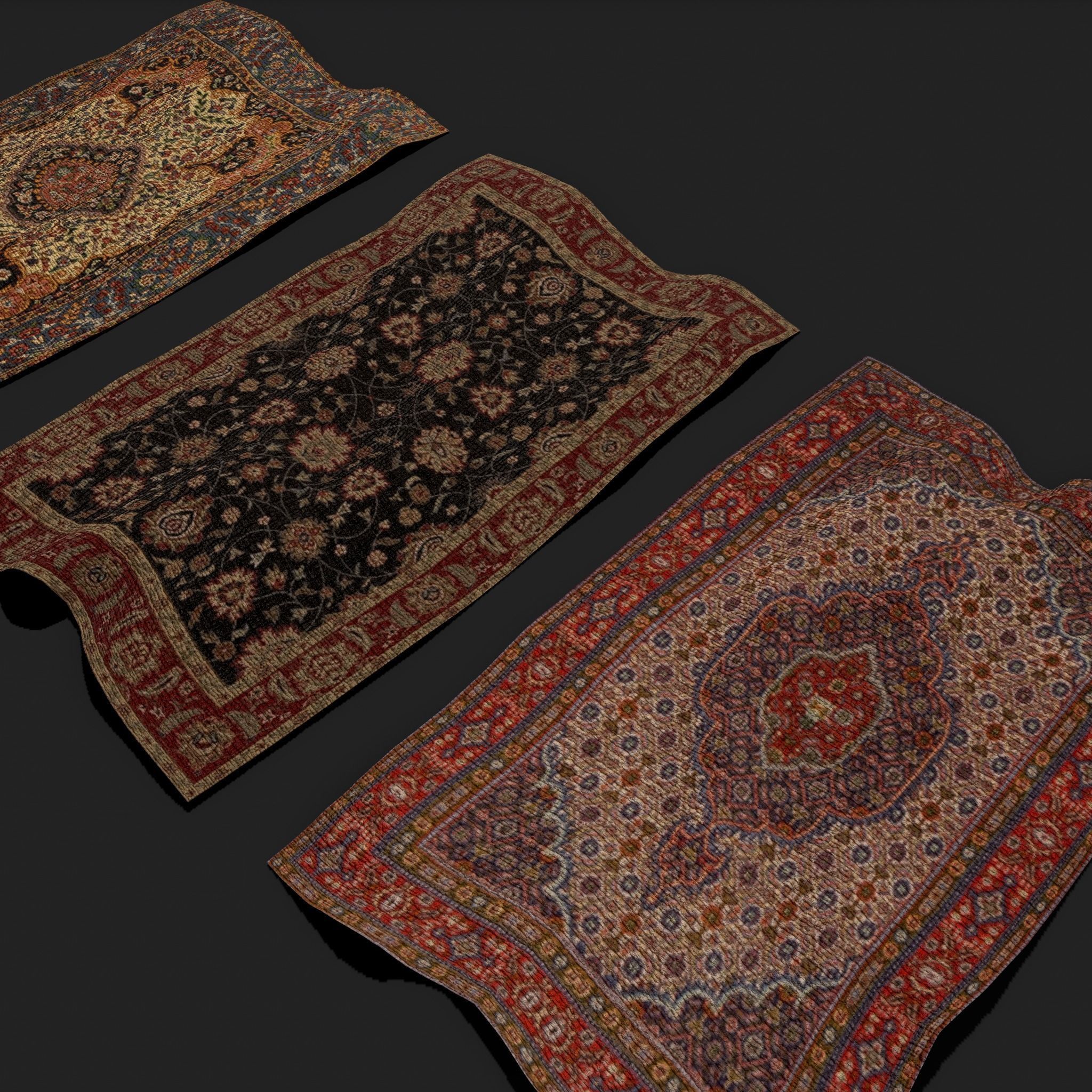 Eight Highly Detailed Medieval Style Tapestries  3D Model Collection_40