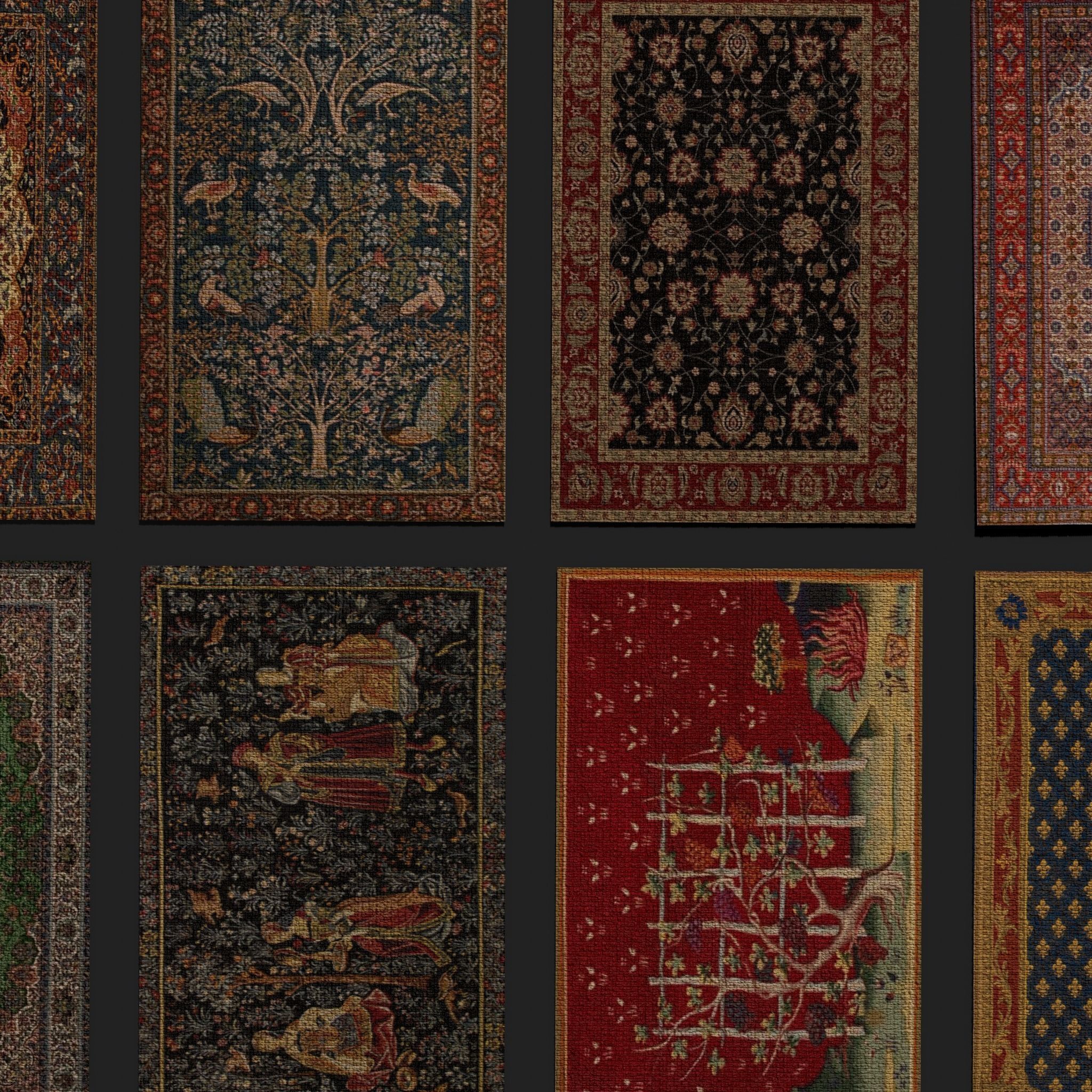 Eight Highly Detailed Medieval Style Tapestries  3D Model Collection_28