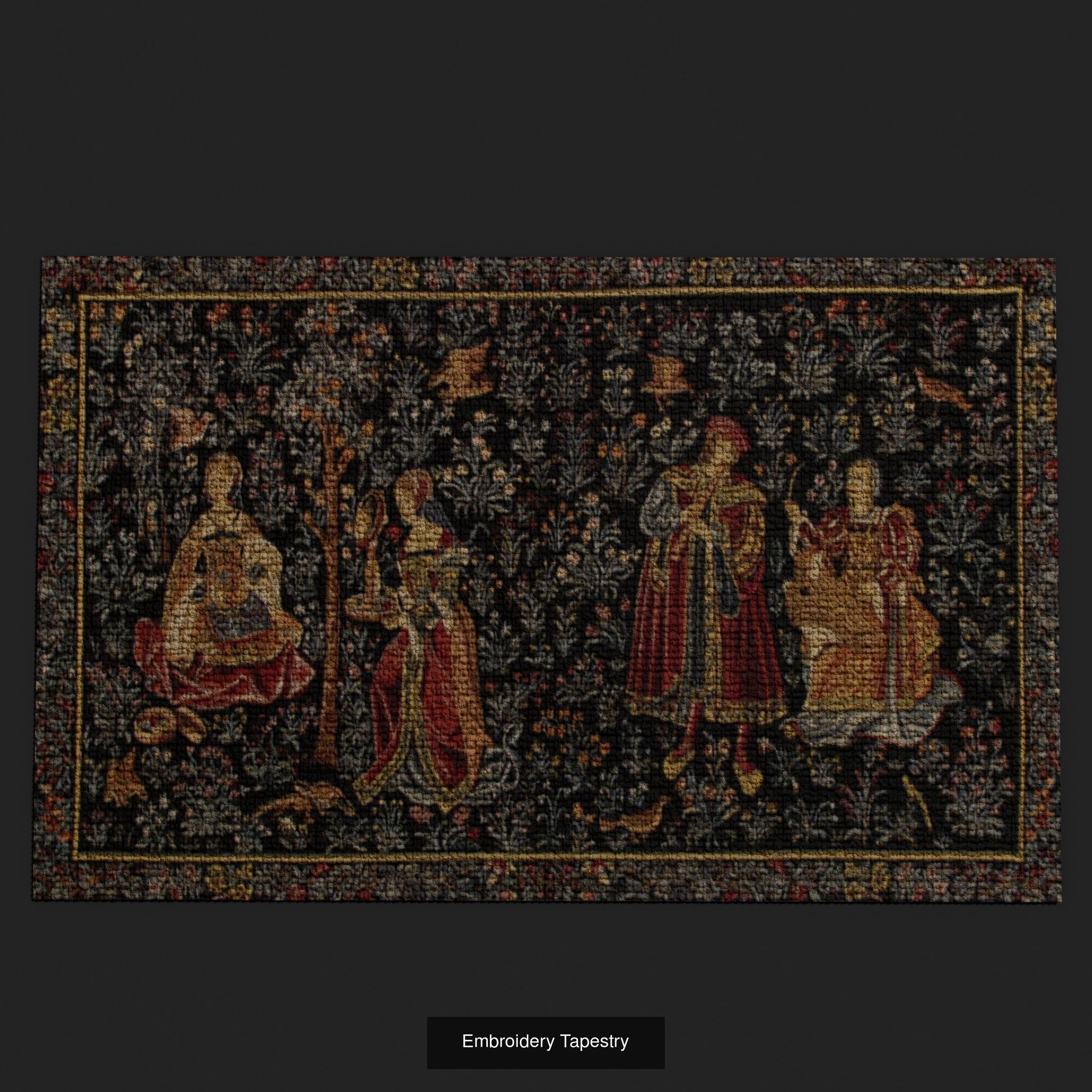 Eight Highly Detailed Medieval Style Tapestries  3D Model Collection_22