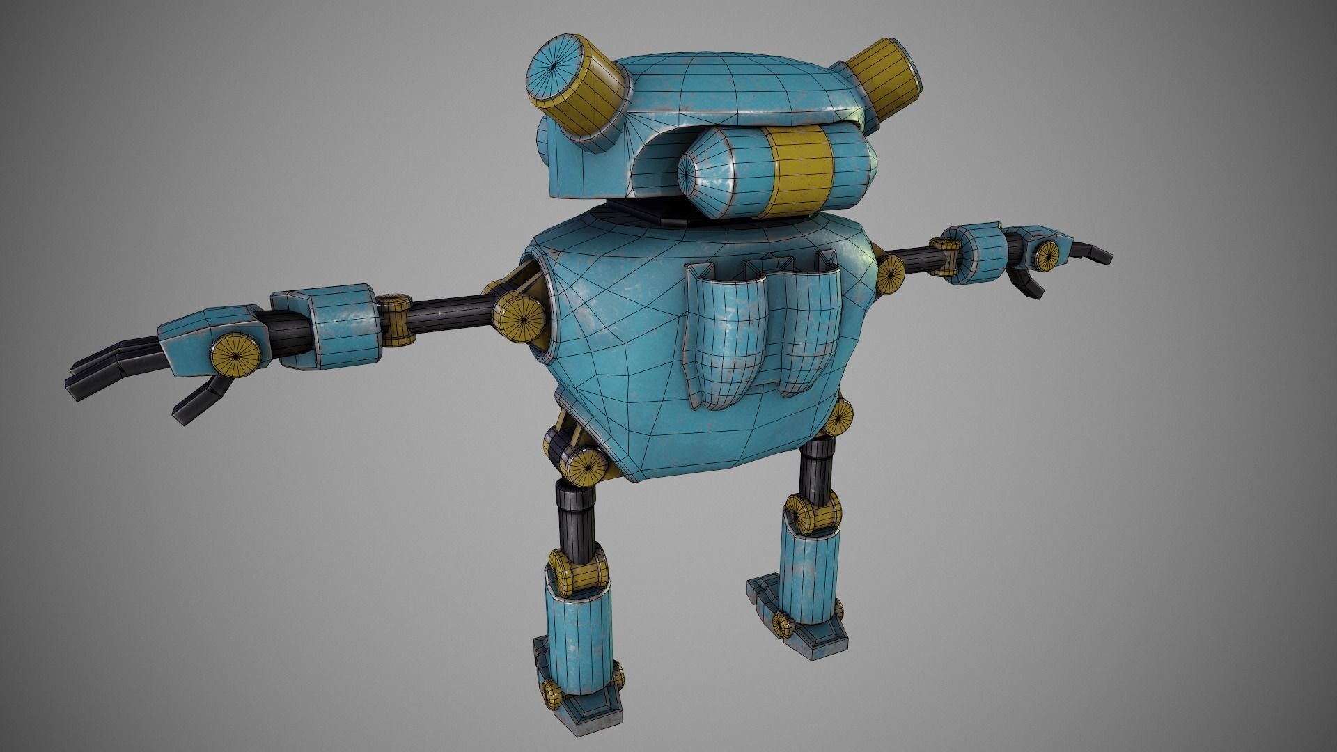 Game ready robot Low-poly 3D model_2
