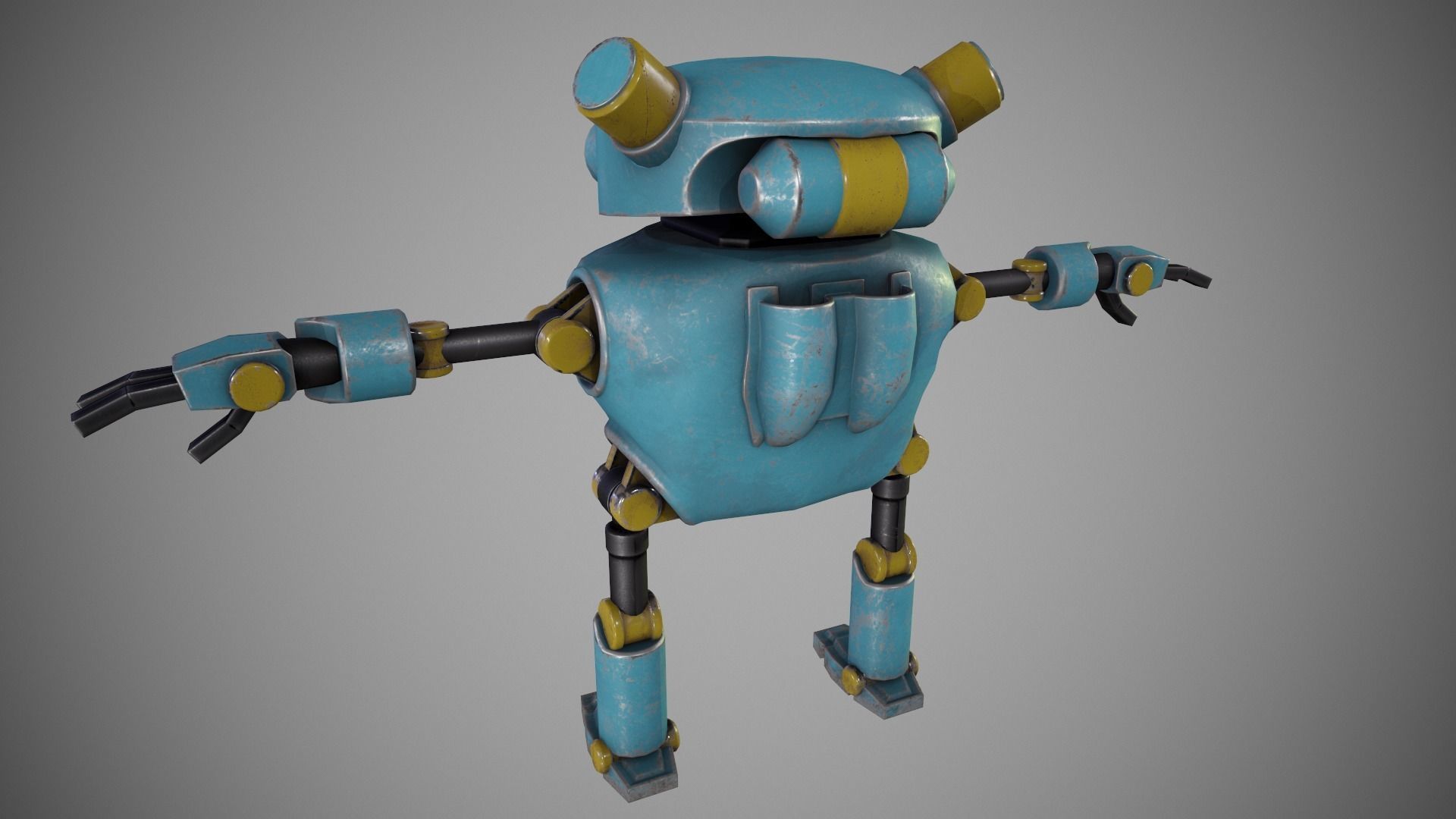 Game ready robot Low-poly 3D model_3