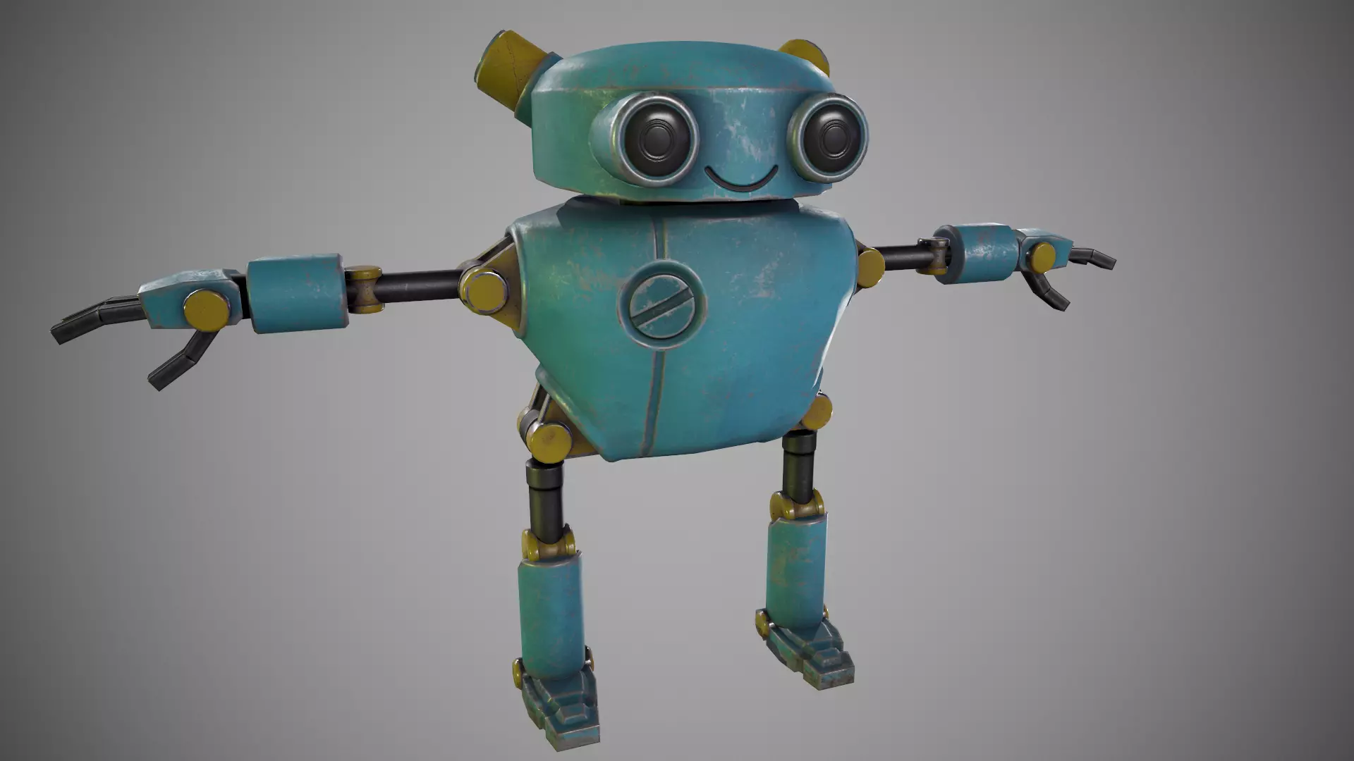 Game ready robot Low-poly 3D model_0