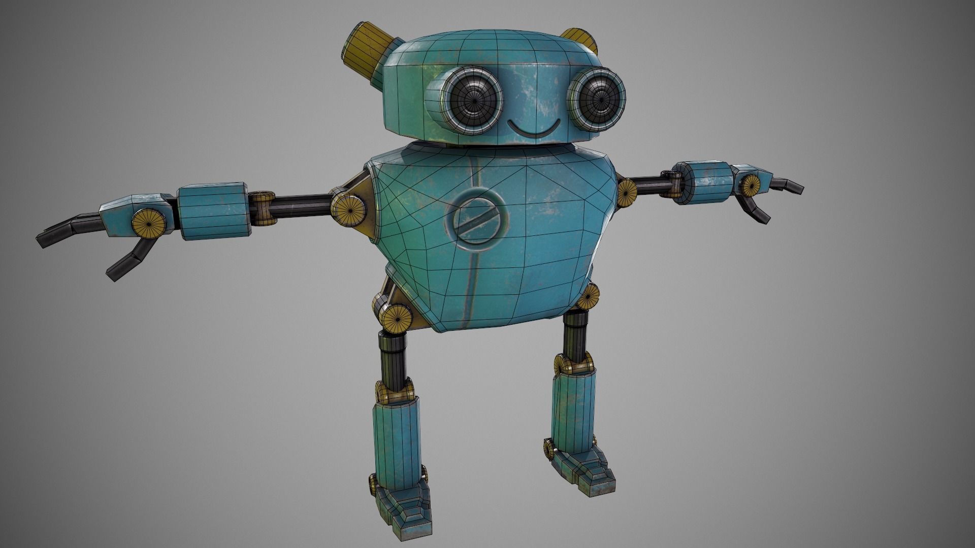 Game ready robot Low-poly 3D model_1