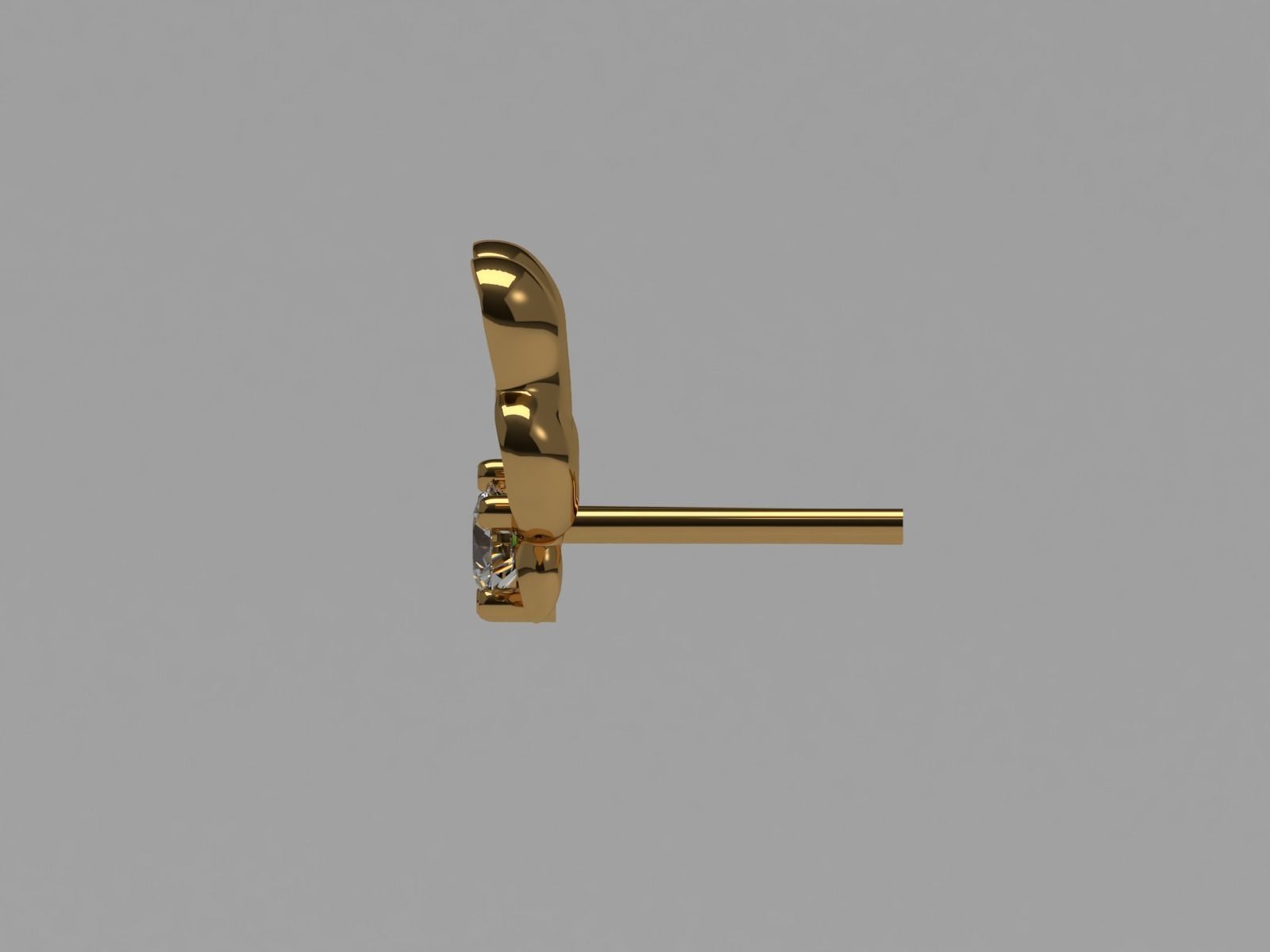 Thin baroque pattern earrings with stone 3D print model_5