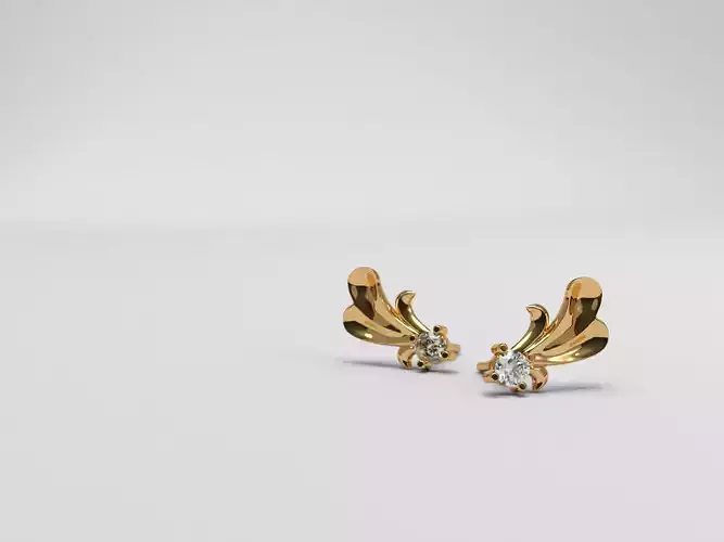 Thin baroque pattern earrings with stone