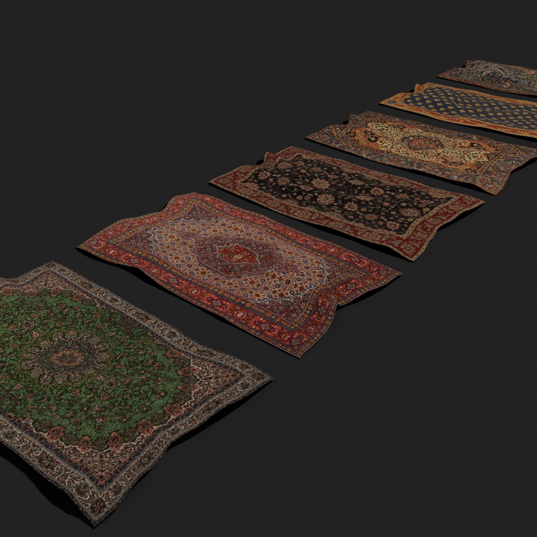 Ten Highly Detailed Medieval Style Tapestries 3D Model Collection_32
