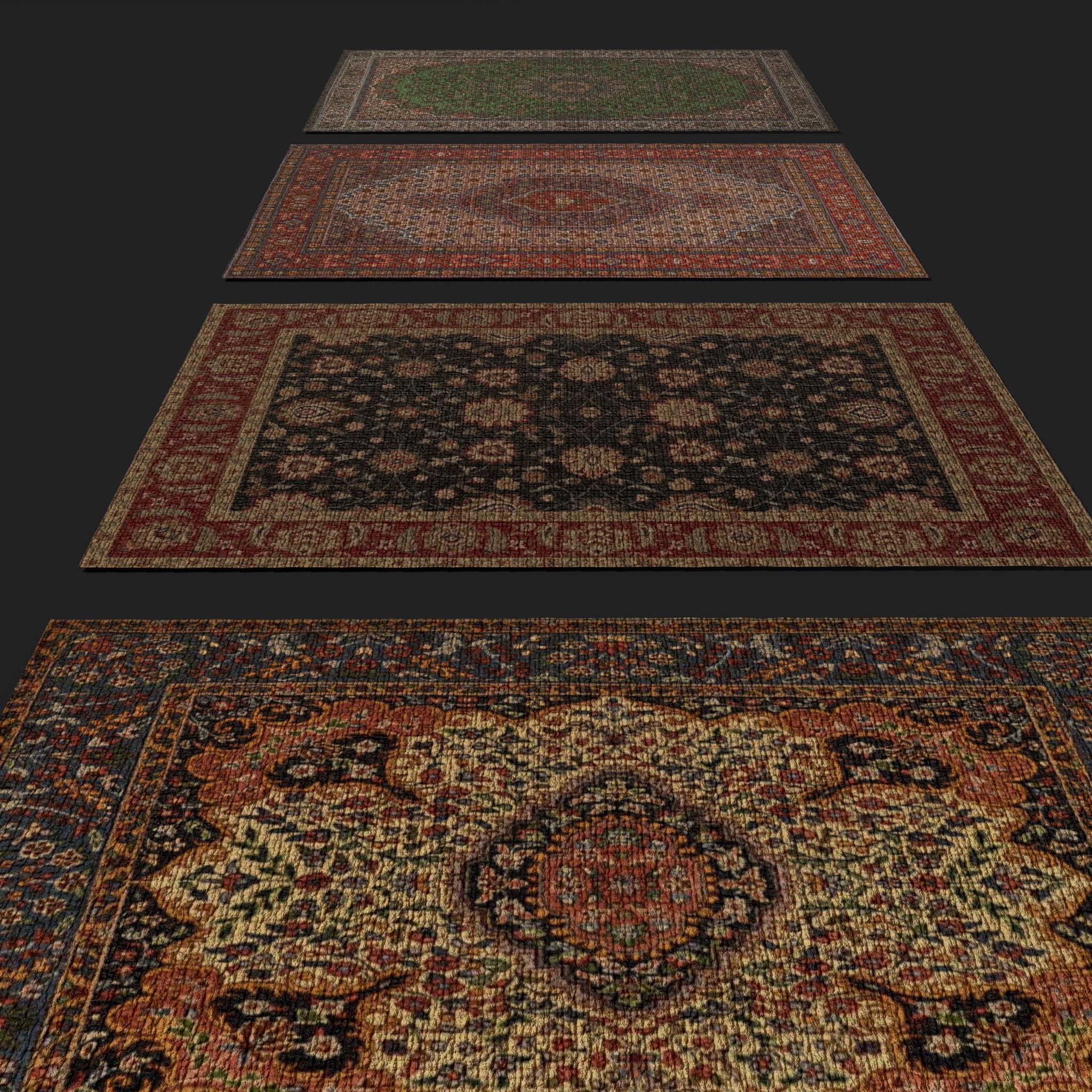 Ten Highly Detailed Medieval Style Tapestries 3D Model Collection_53