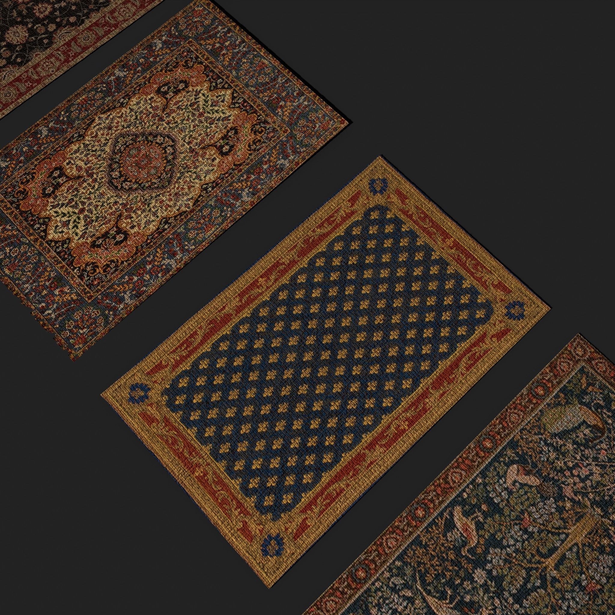 Ten Highly Detailed Medieval Style Tapestries 3D Model Collection_45