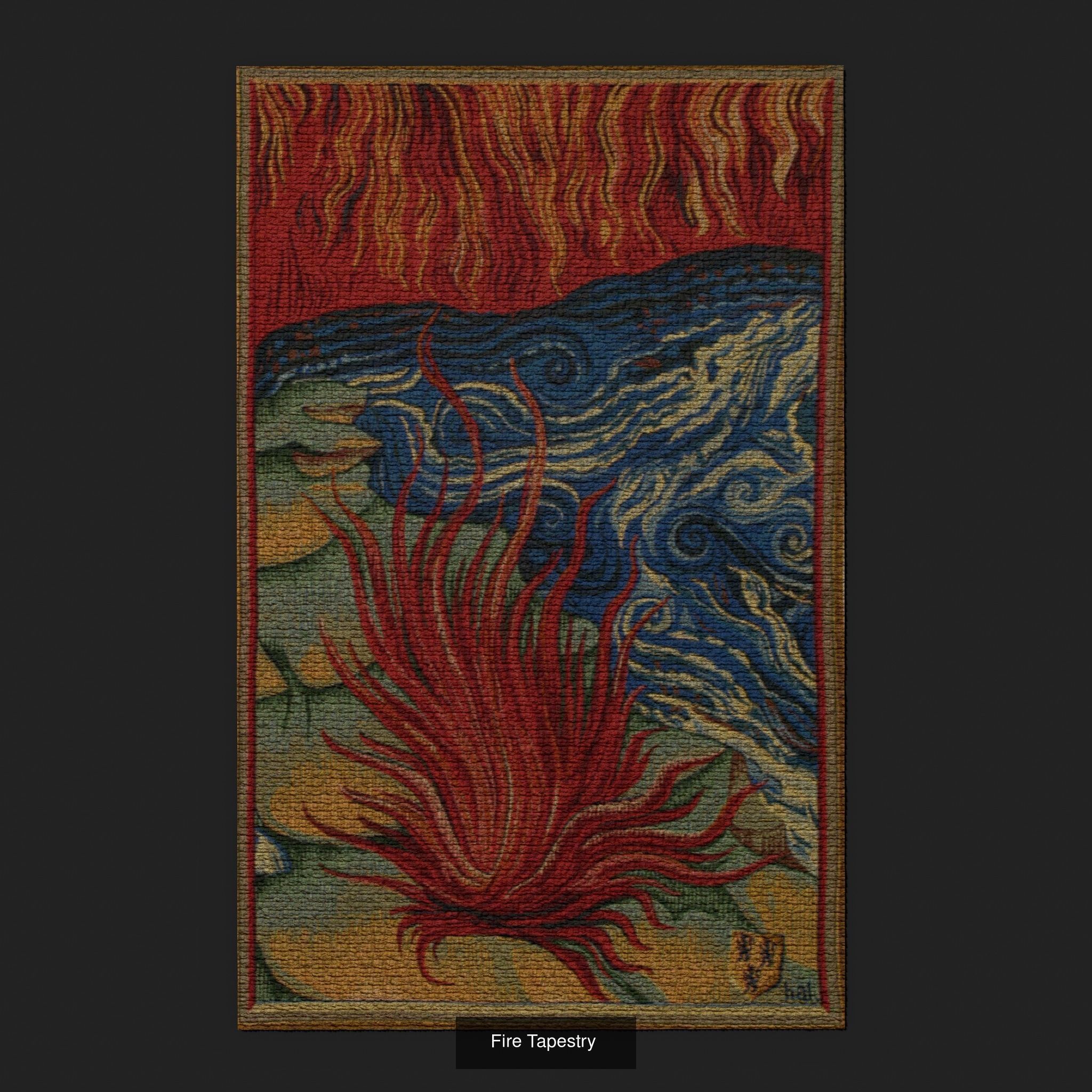 Ten Highly Detailed Medieval Style Tapestries 3D Model Collection_28