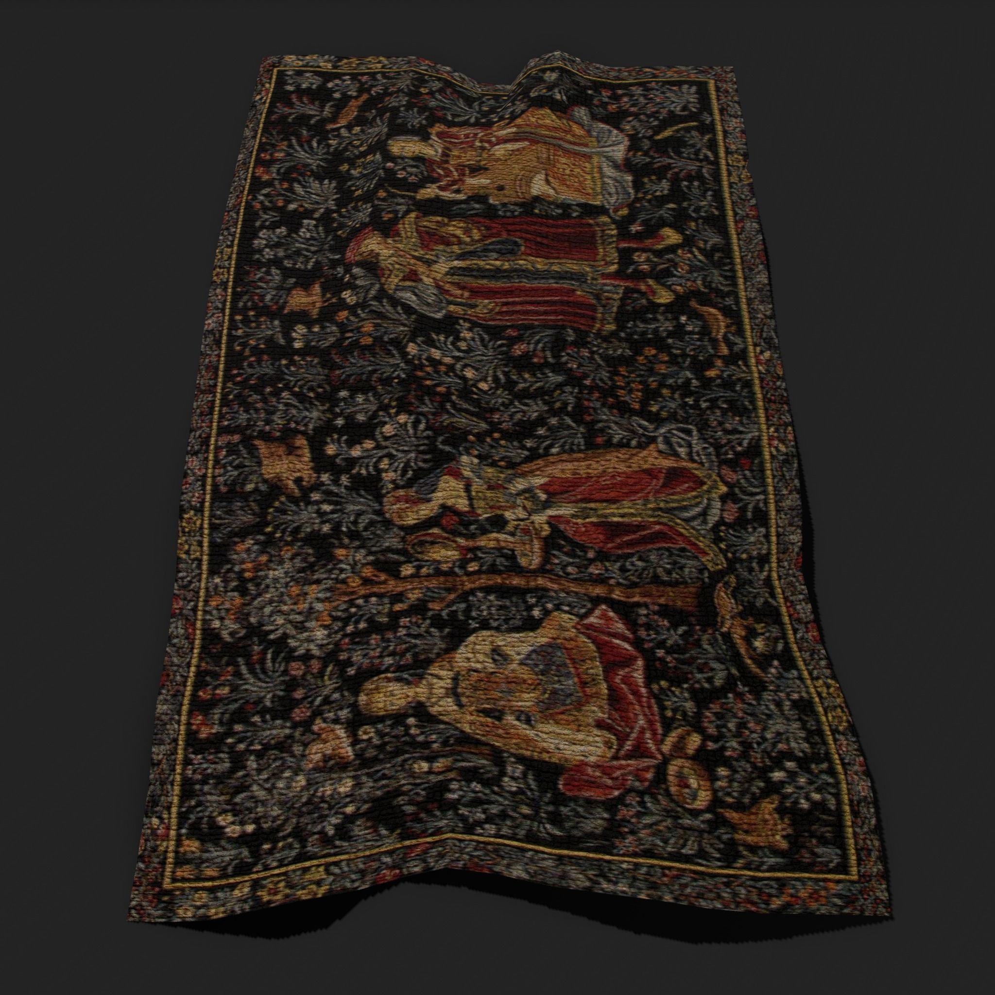 Ten Highly Detailed Medieval Style Tapestries 3D Model Collection_71