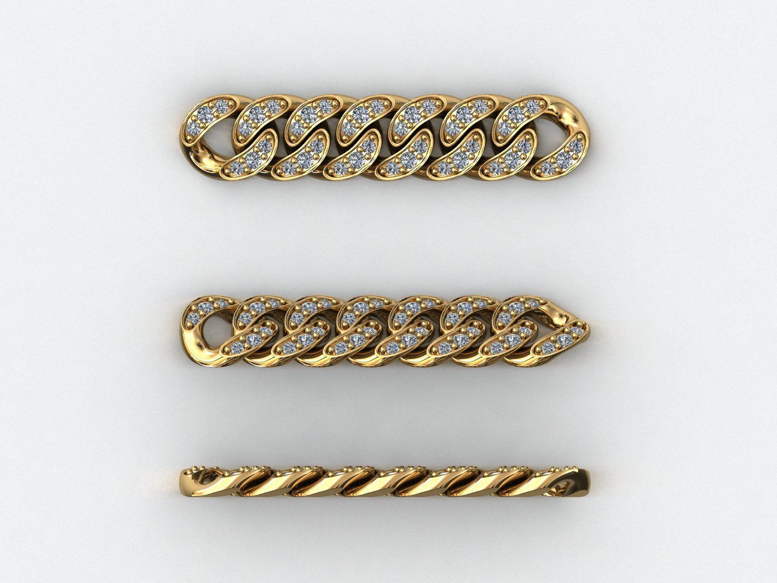CUBAN LINK CHAIN 1 ROWS DIAMOND BRACELET NECKLACE 6 MM 3D print model_3