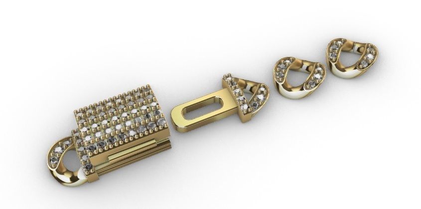 CUBAN LINK CHAIN 1 ROWS DIAMOND BRACELET NECKLACE 6 MM 3D print model_5