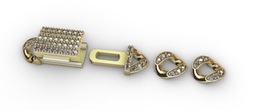 CUBAN LINK CHAIN 1 ROWS DIAMOND BRACELET NECKLACE 6 MM 3D print model_4