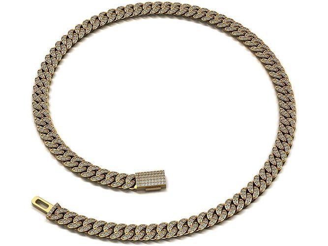 CUBAN LINK CHAIN 1 ROWS DIAMOND BRACELET NECKLACE 6 MM 3D print model