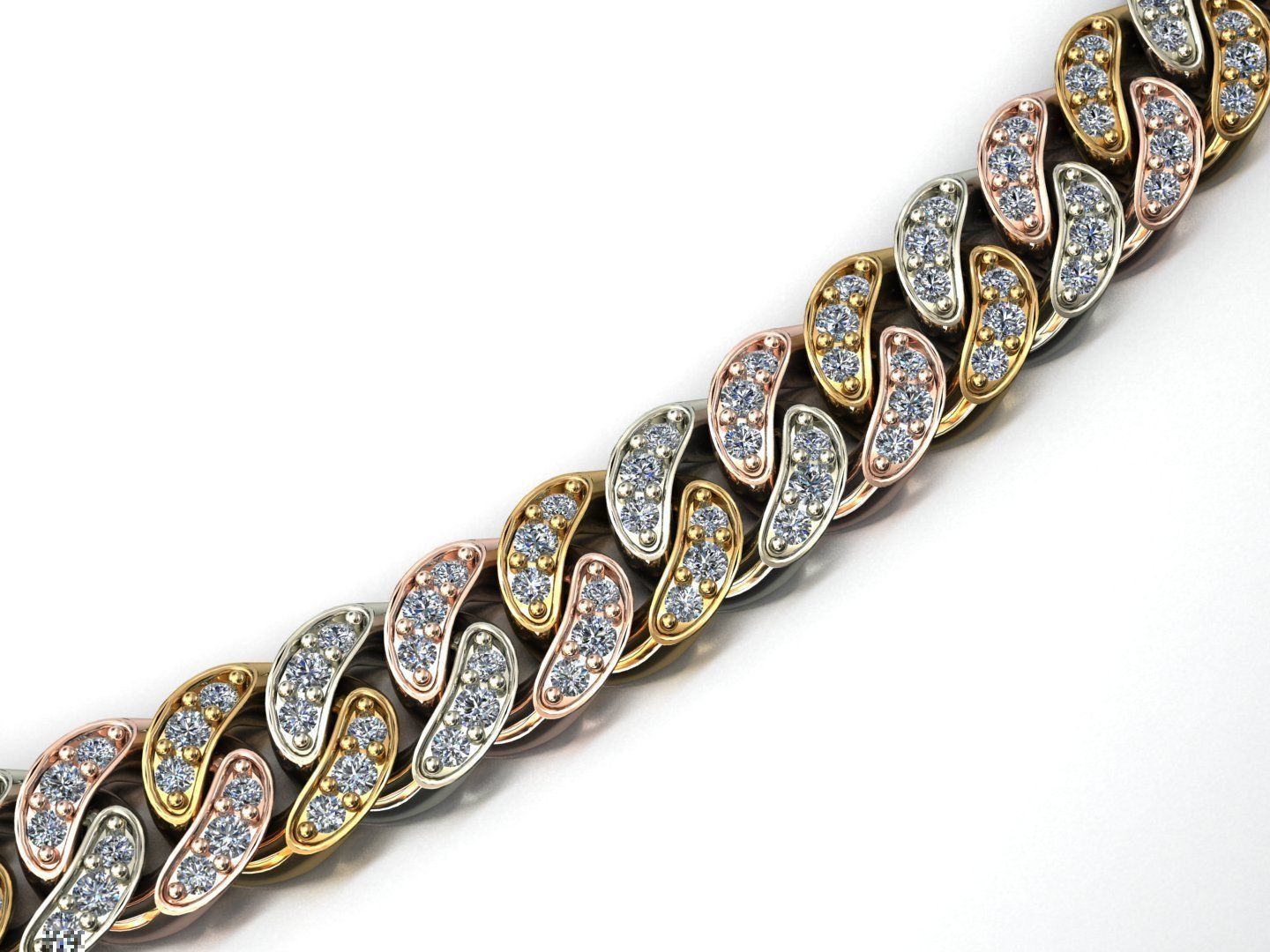 CUBAN LINK CHAIN 1 ROWS DIAMOND BRACELET NECKLACE 6 MM 3D print model_1