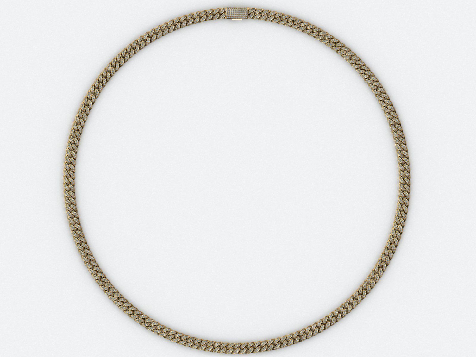 CUBAN LINK CHAIN 1 ROWS DIAMOND BRACELET NECKLACE 6 MM 3D print model_2