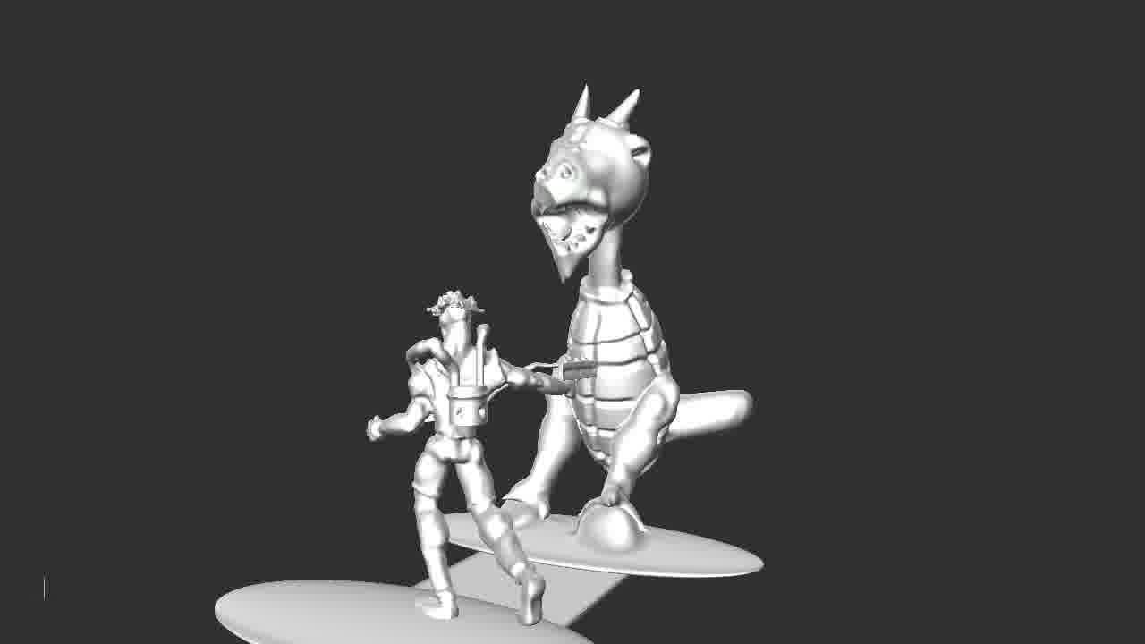 man vs monster 3D print model_11