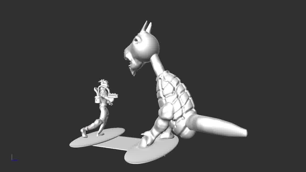 man vs monster 3D print model_2