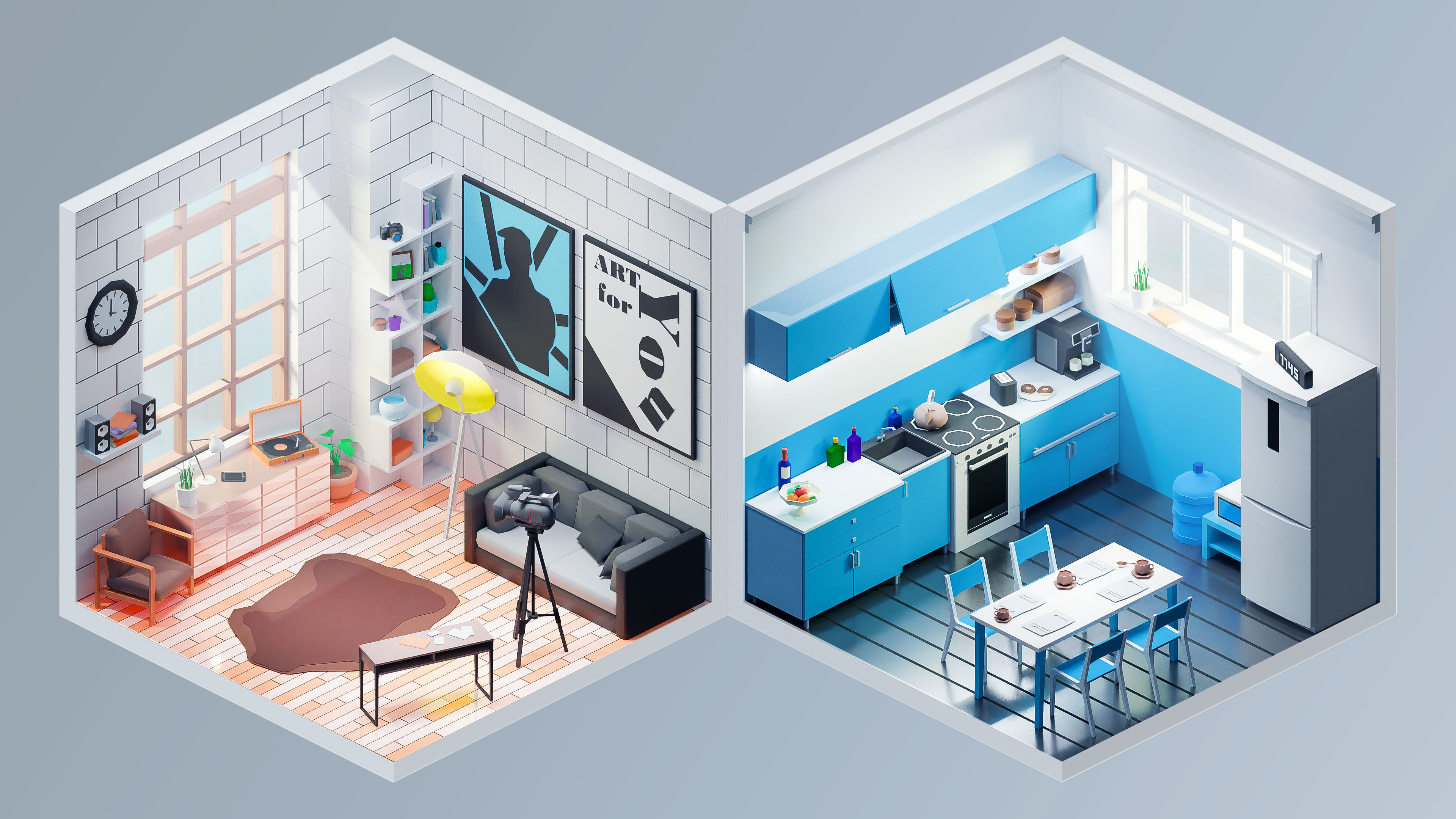 Interior Low-poly 3D model_9