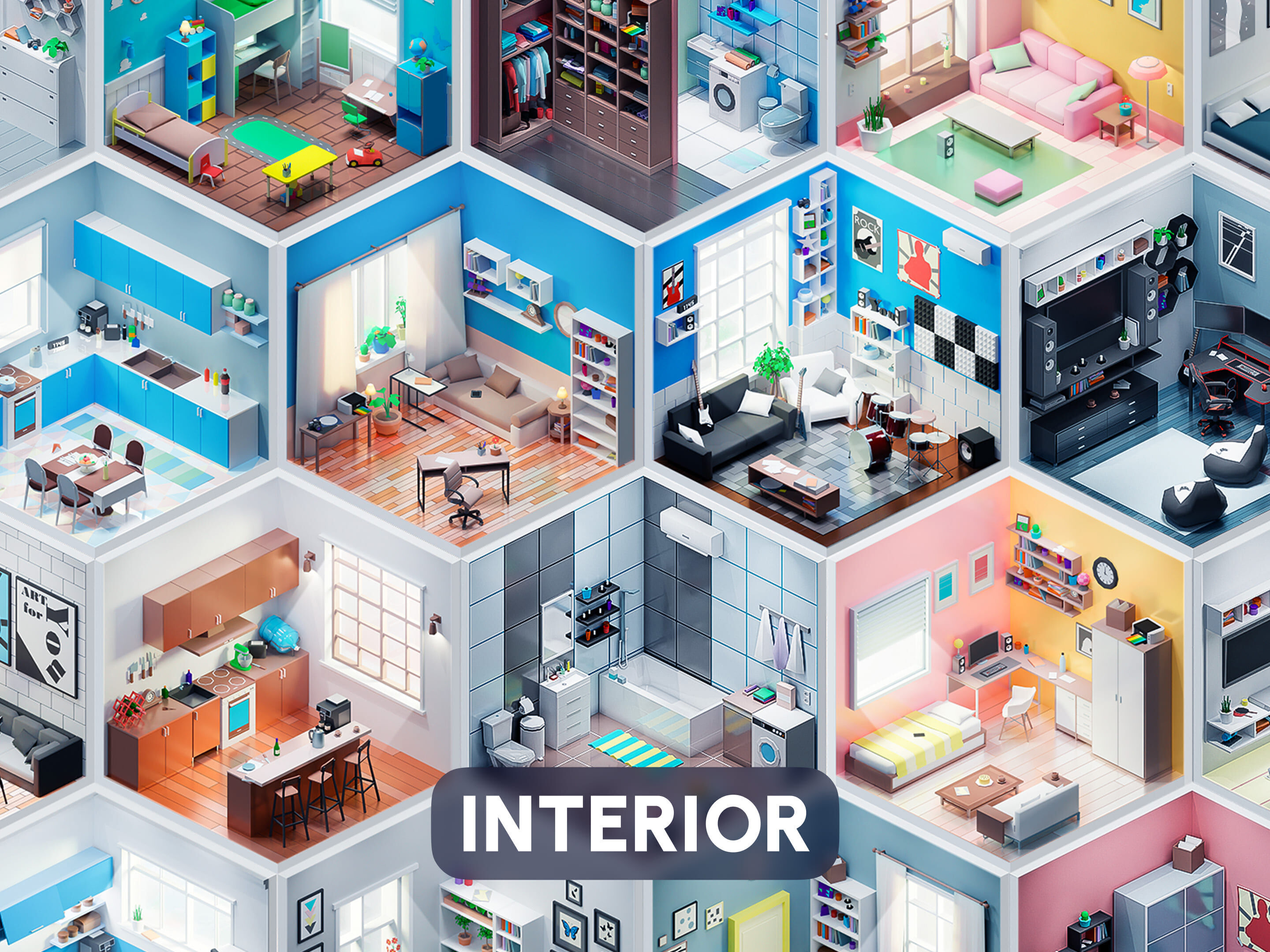 Interior Low-poly 3D model_0