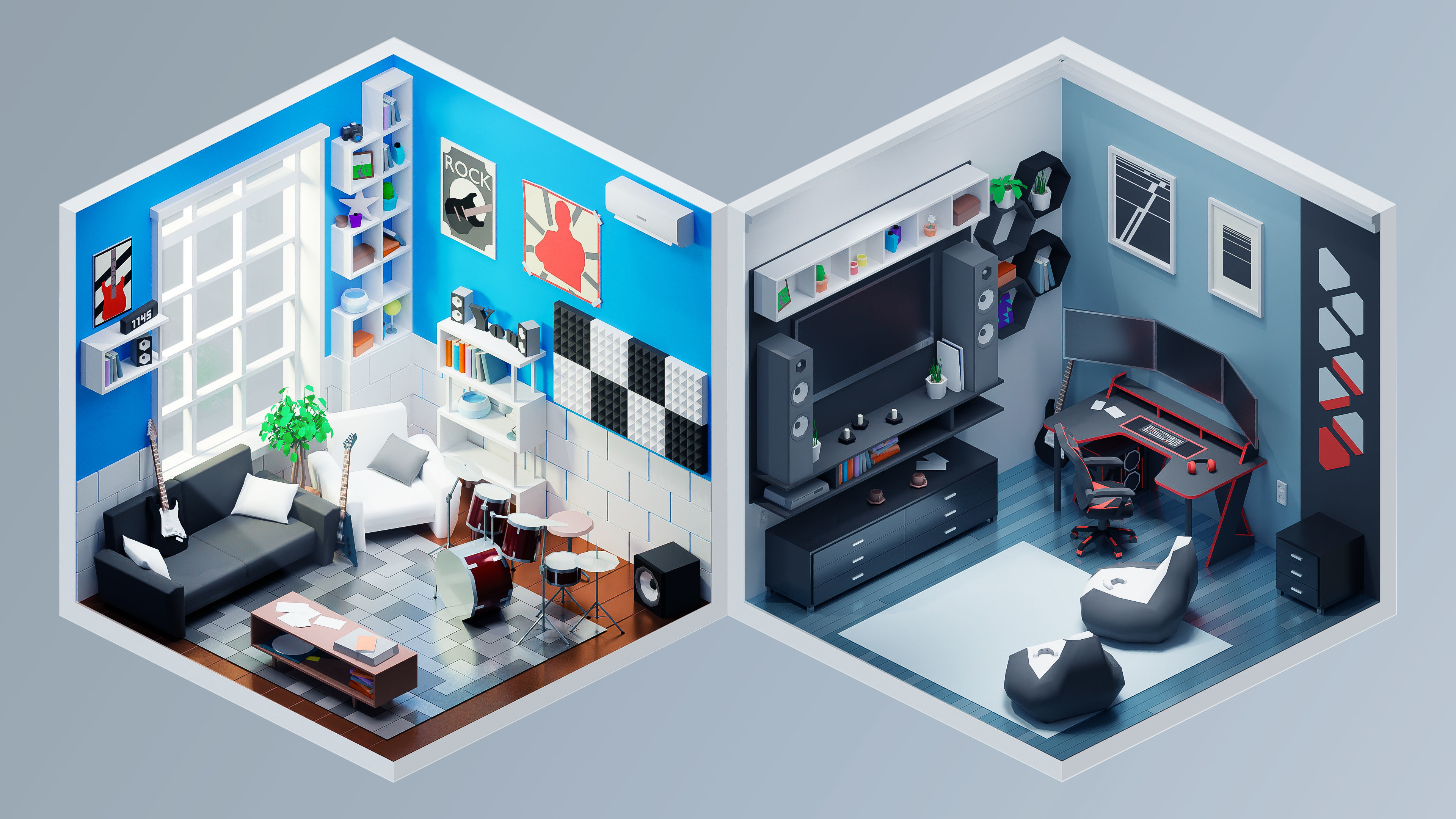 Interior Low-poly 3D model_6