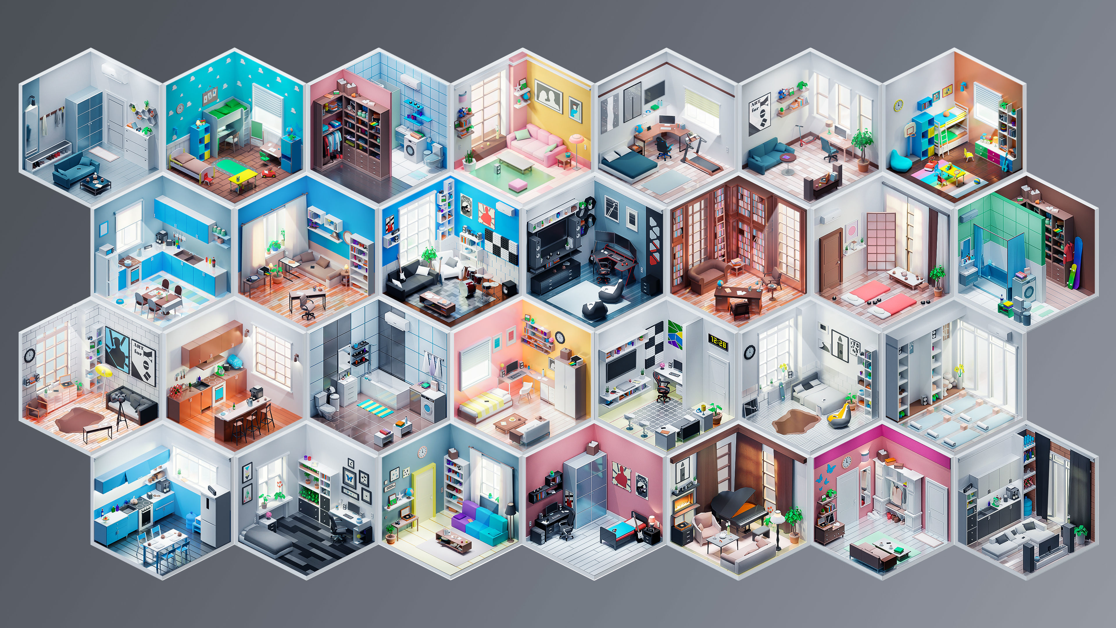 Interior Low-poly 3D model_3