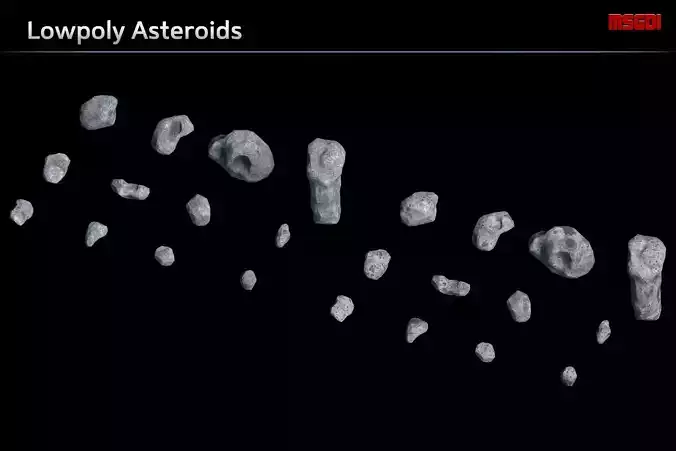Lowpoly Asteroids lowly Low-poly 3D model