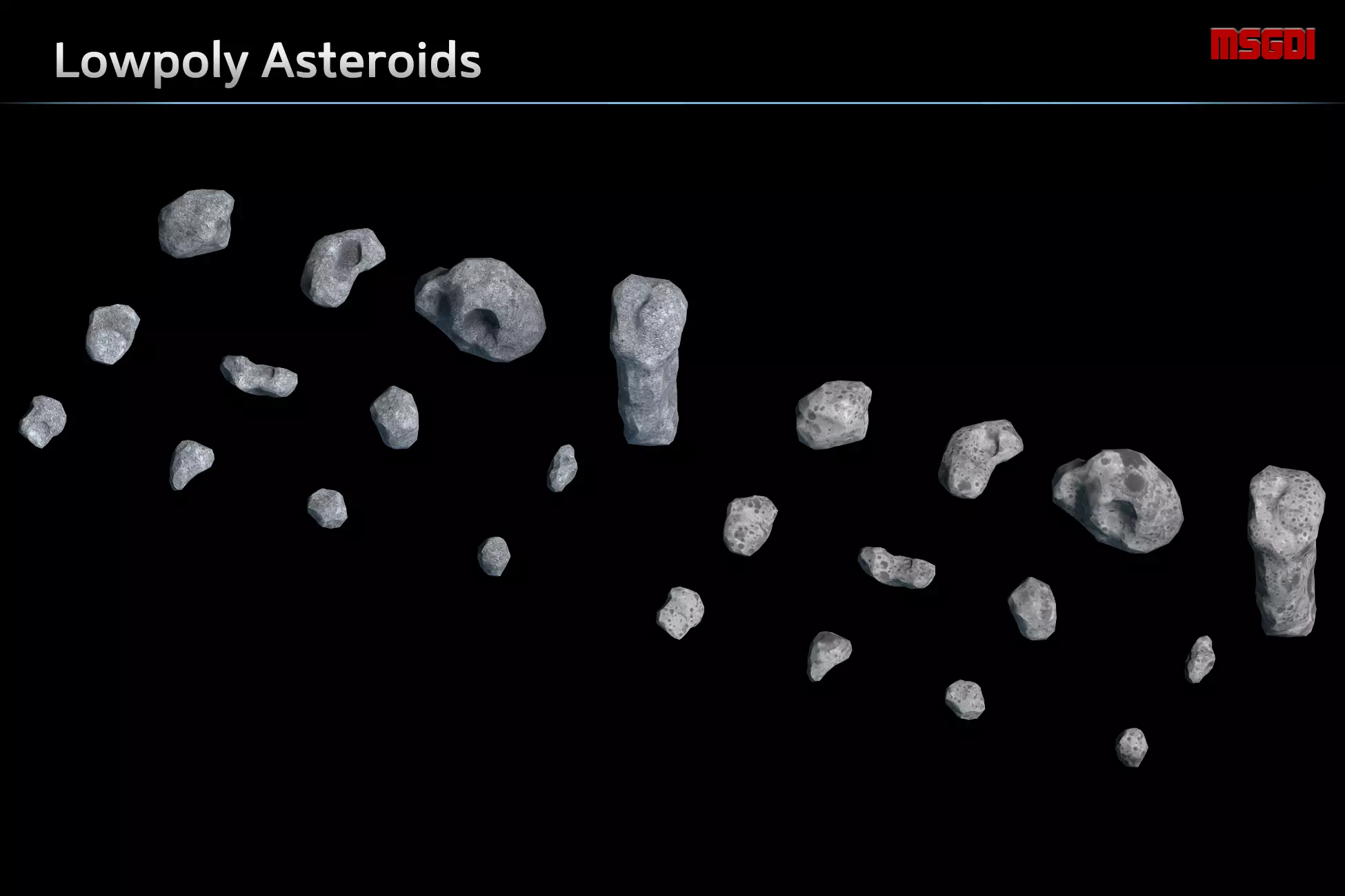 Lowpoly Asteroids lowly Low-poly 3D model_0