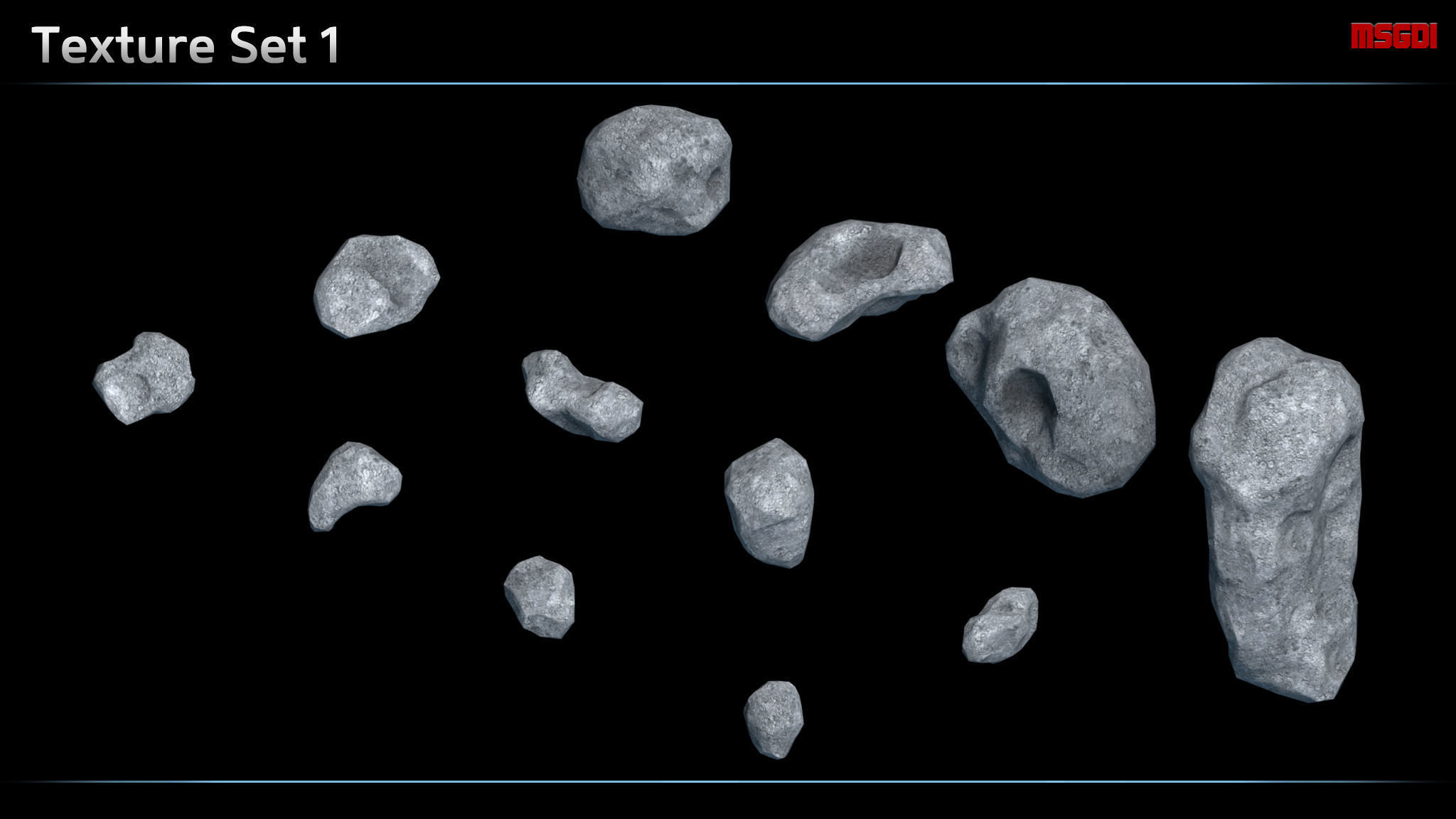 Lowpoly Asteroids lowly Low-poly 3D model_1